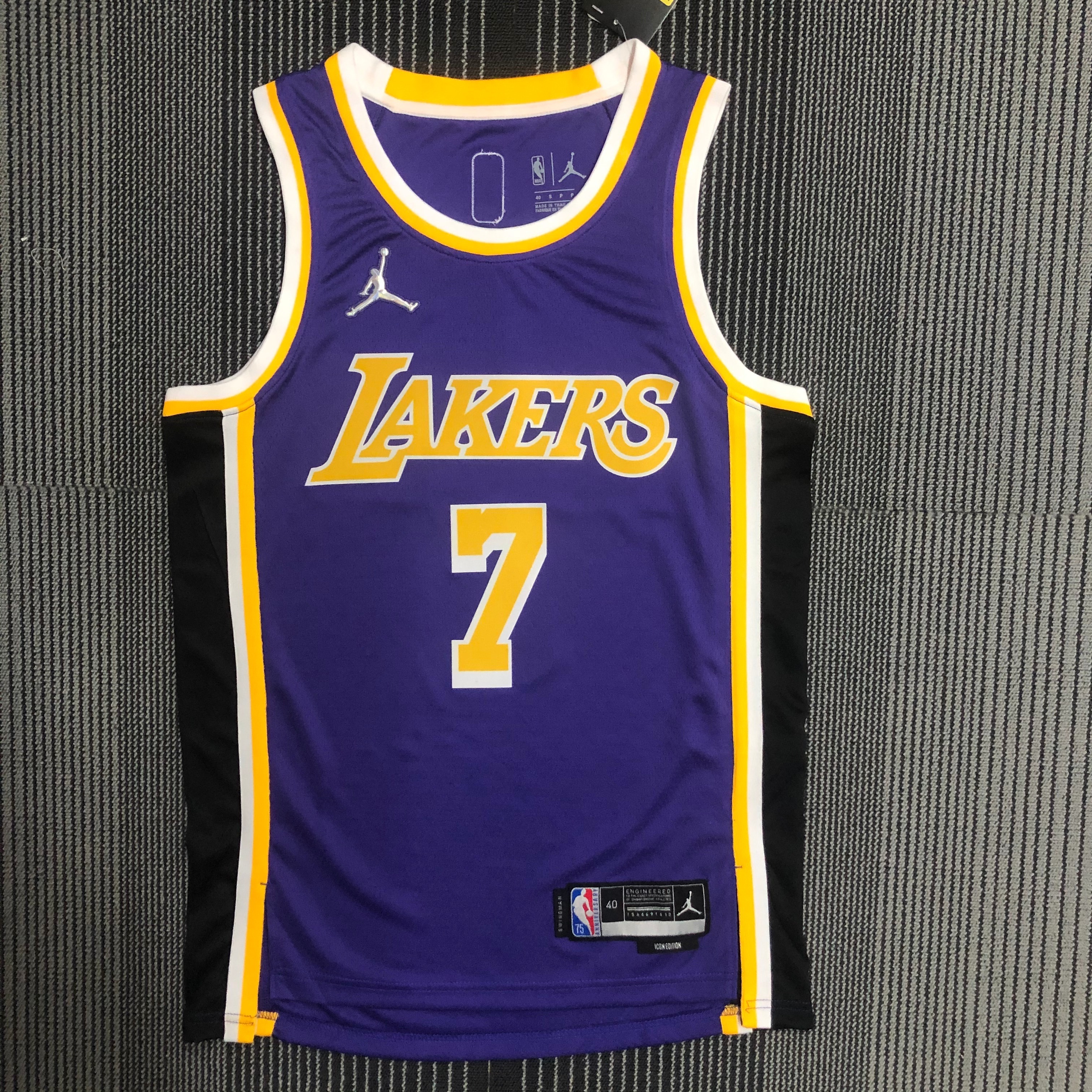 NBA Season 2022 75th Anniversary Los Angeles Lakers with Jordan Logo Purple Round Neck #7 ANTHONY Jersey High Quality Name and Number Print - leoleo123123