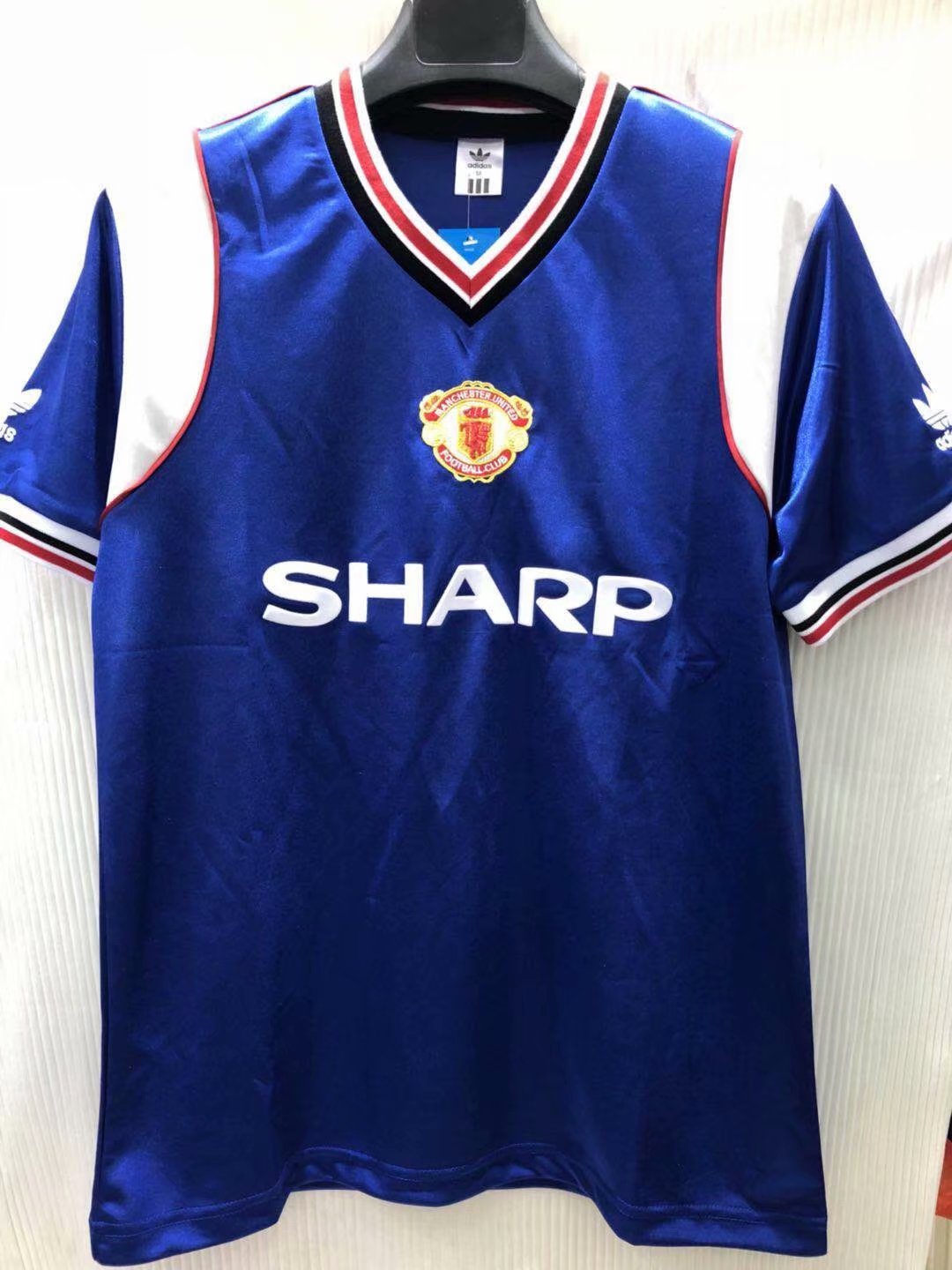 1985 Man United Away Blue Retro Jersey - leoleo123123