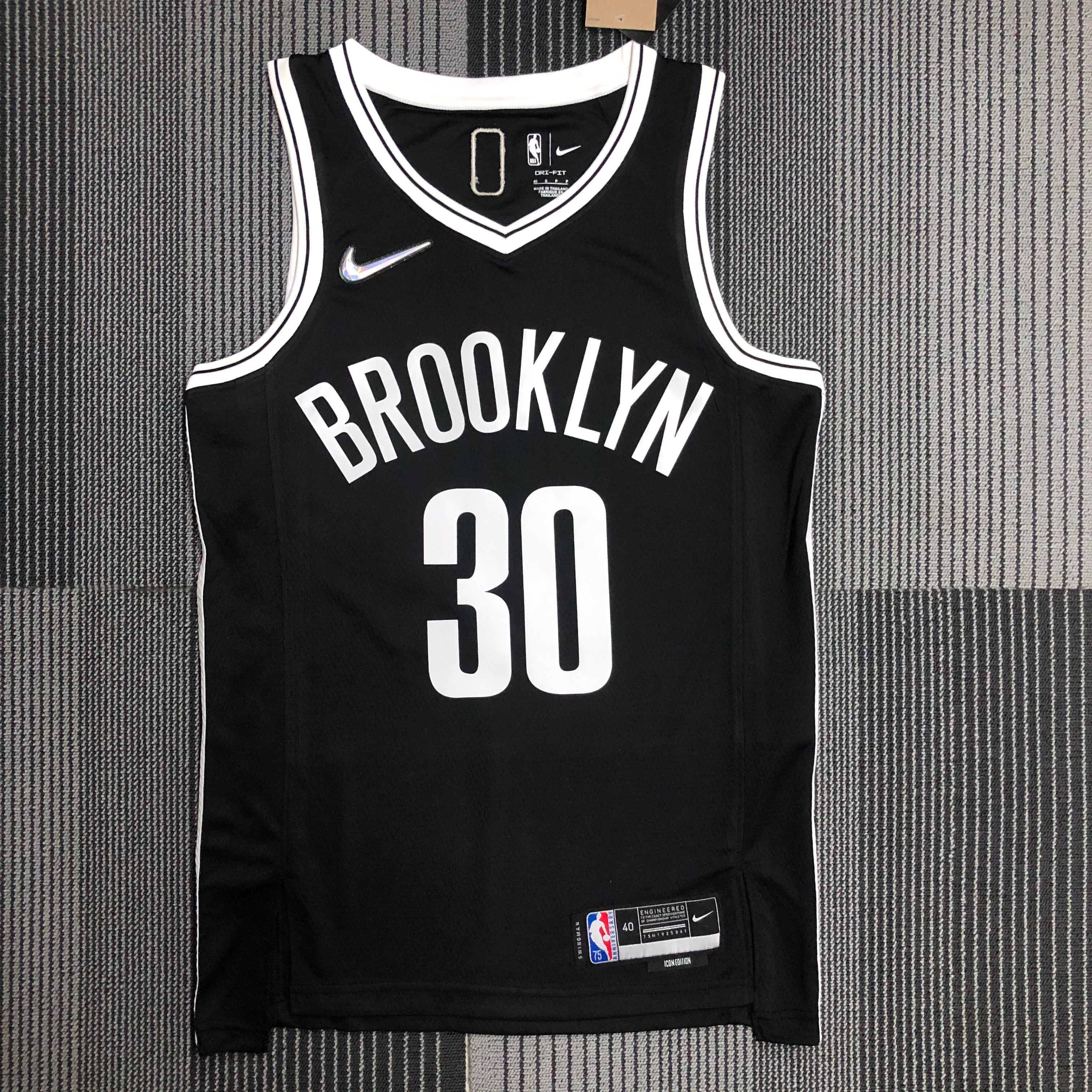 NBA Men 75th Anniversary Brooklyn Nets Black #30 Curry Jersey High Quality Name and Number Print - leoleo123123