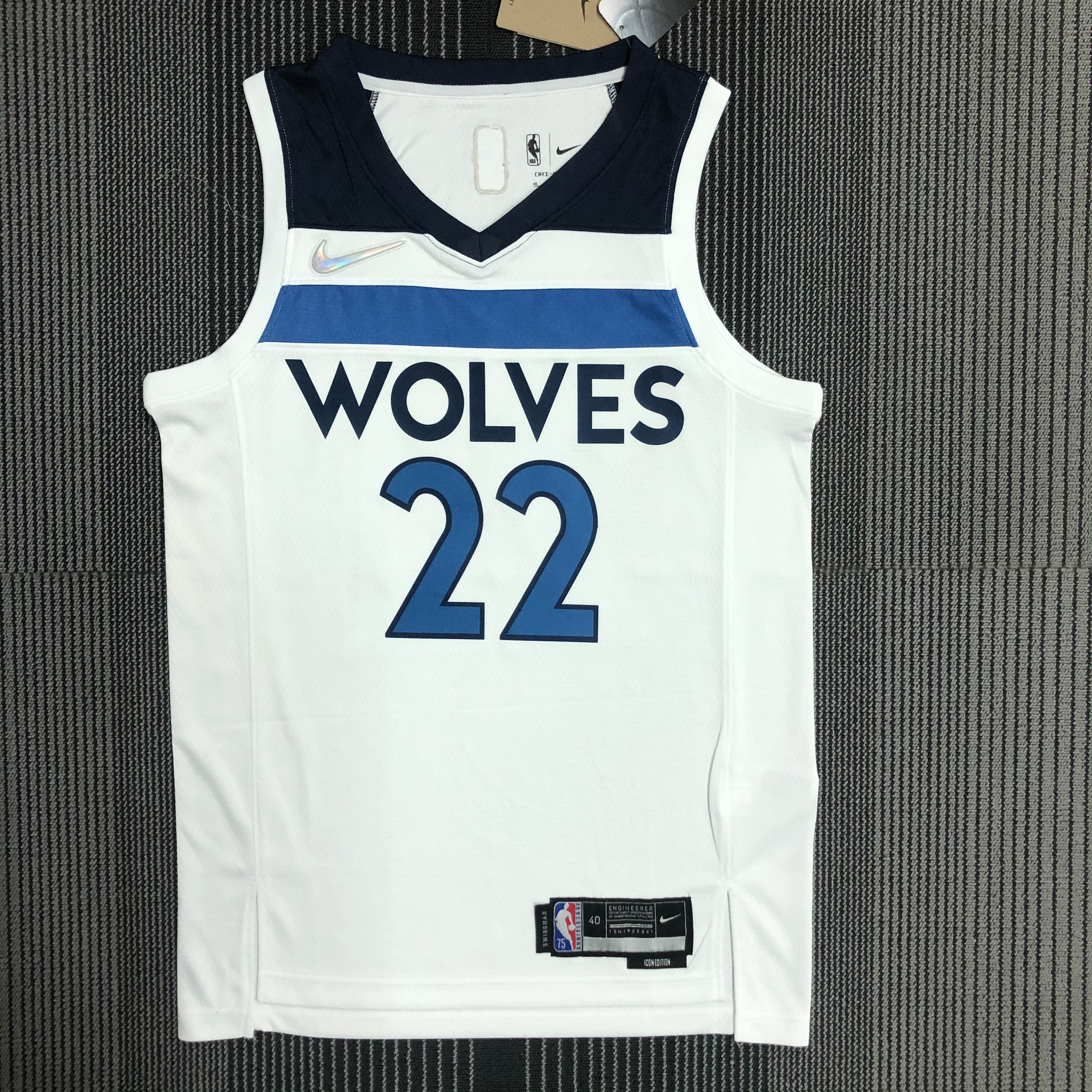 NBA Men 75th Anniversary Minnesota Timberwolves White #22 WIGGINS Jersey High Quality Name and Number Print - leoleo123123