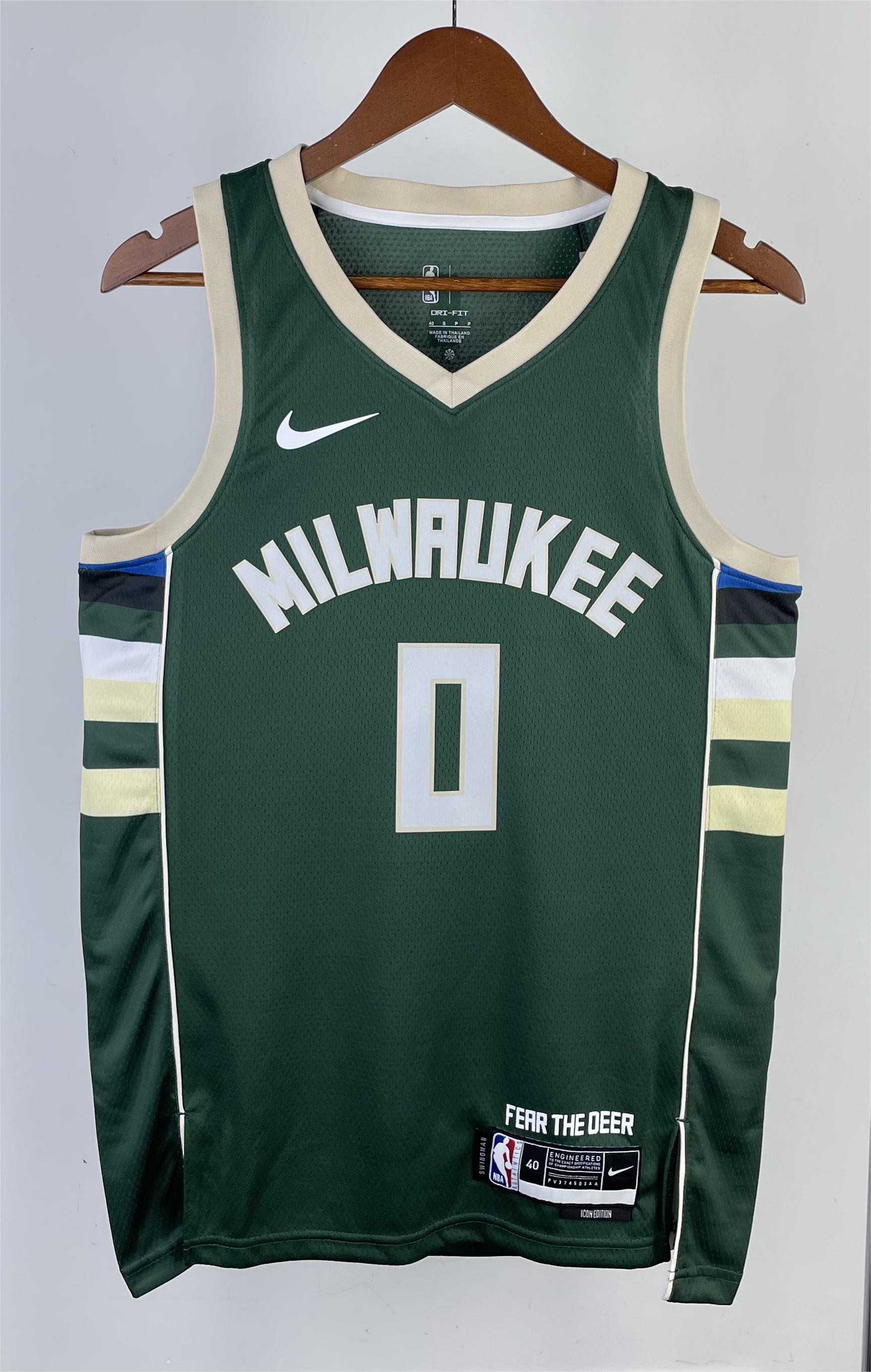 NBA Men 2023 Milwaukee Bucks Green #0 LILLARD Jersey High Quality Name and Number Print - leoleo123123