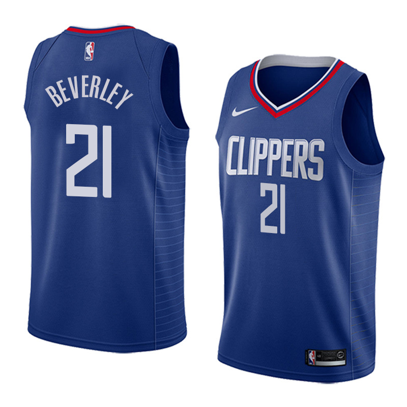 NBA Men Los Angeles Clippers Blue #21 BEVERLEY Jersey High Quality Name and Number Print - leoleo123123
