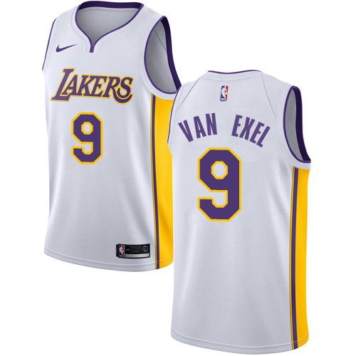 NBA Men Los Angeles Lakers #9 VAN EXEL White V-neck Jersey High Quality Name and Number Print - leoleo123123
