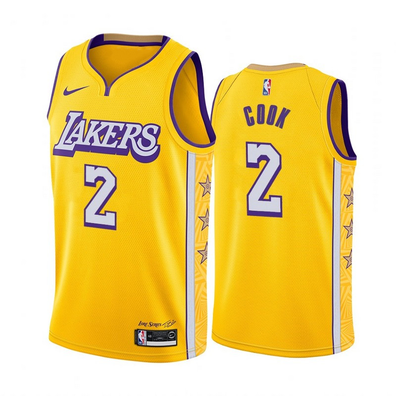 NBA Los Angeles Lakers 19-20 New Yellow #2 COOK Jersey High Quality Name and Number Print - leoleo123123