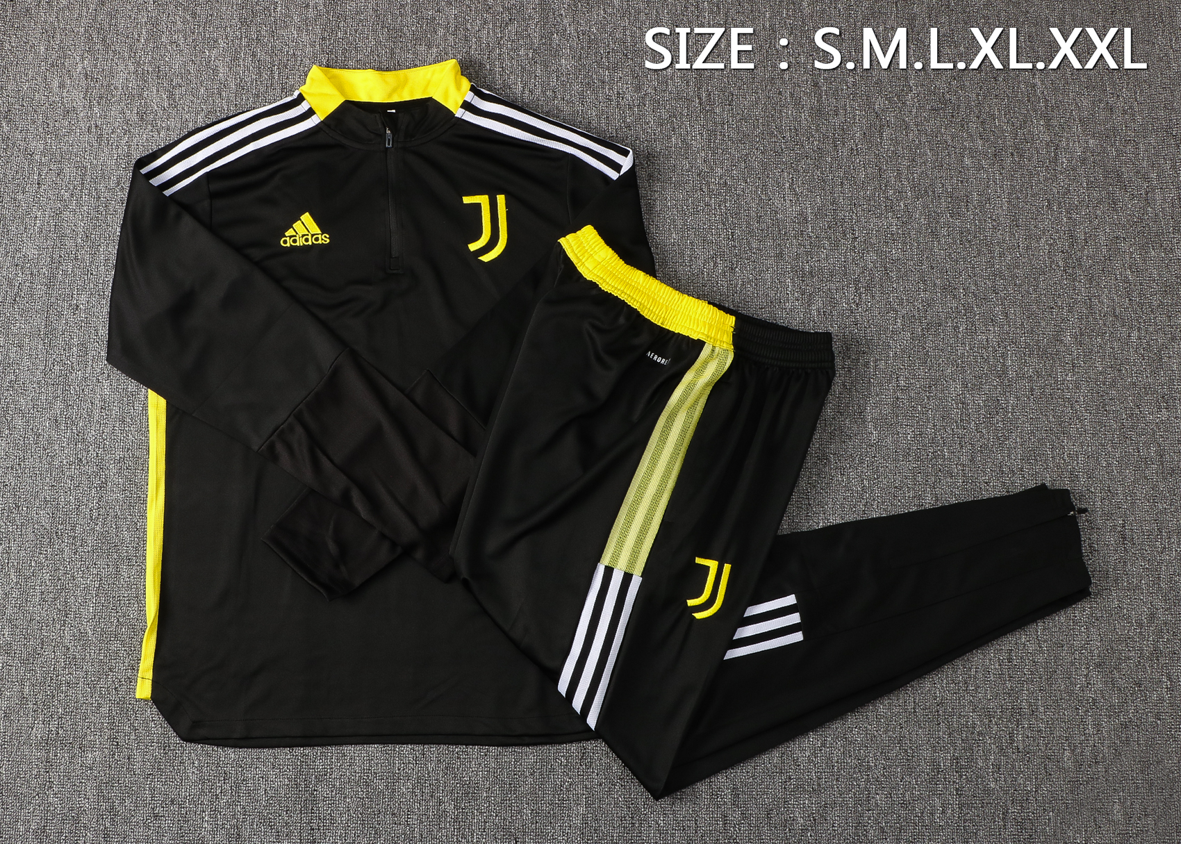 21-22 Juventus Black with Yellow Lines Sweater Tracksuit Thai Quality - leoleo123123