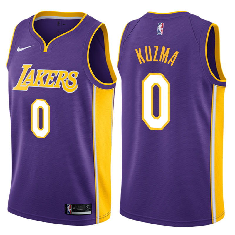 NBA Men Los Angeles Lakers Purple 0 KUZMA V-neck Jersey High Quality Name and Number Print - leoleo123123