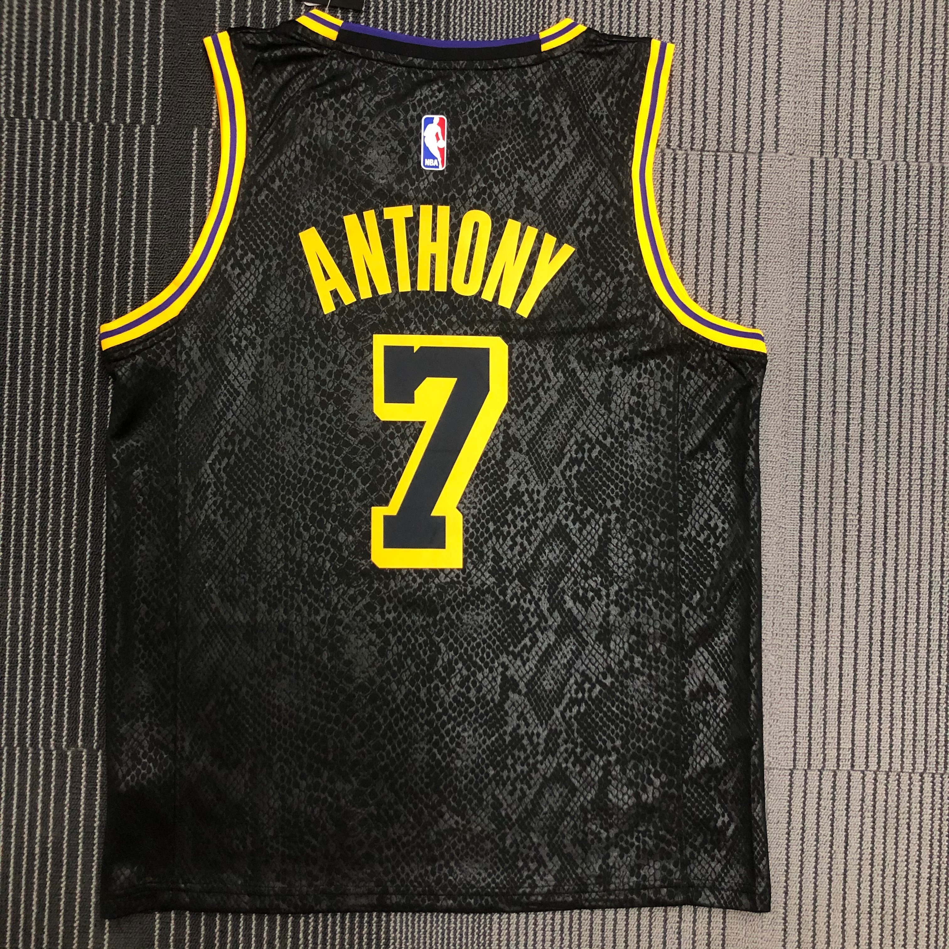 NBA Men Los Angeles Lakers Black #7 ANTHONY Round Neck Jersey High Quality Name and Number Print - leoleo123123