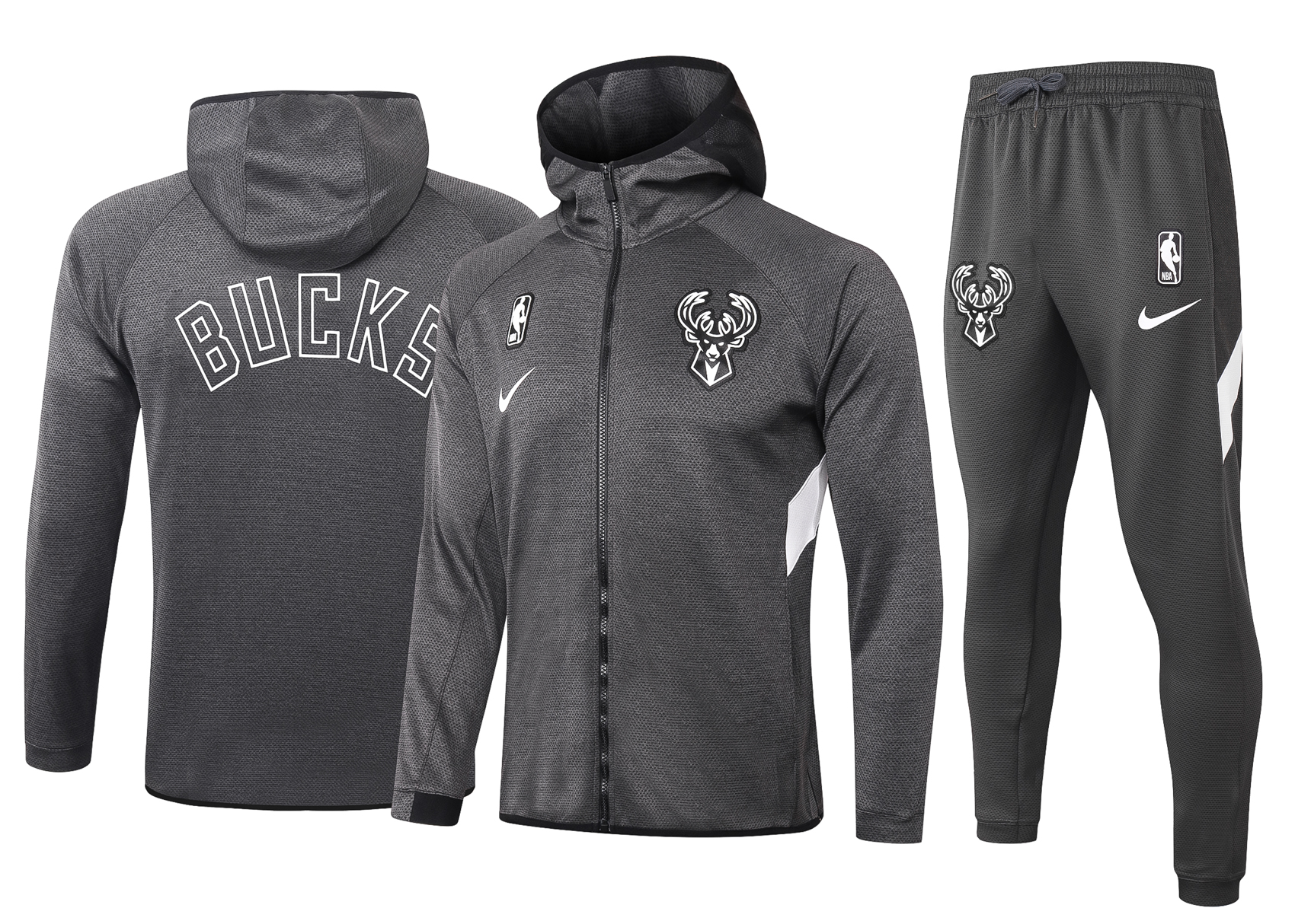 NBA Milwaukee Bucks Dark Grey with Cap Jacket Tracksuit High Quality - leoleo123123