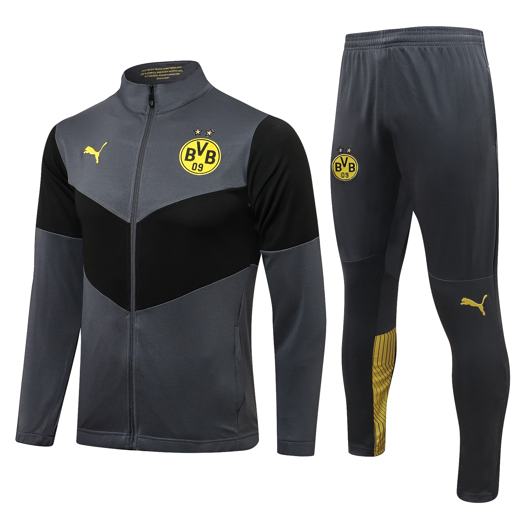 21-22 Dortmund Dark Grey Jacket Tracksuit Thai Quality - leoleo123123