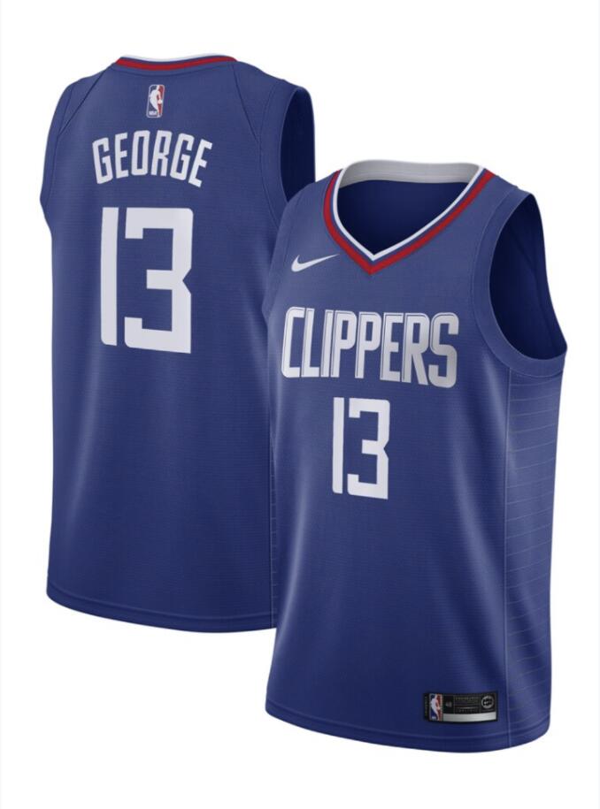 NBA Men Los Angeles Clippers Blue #13 GEORGE Jersey High Quality Name and Number Print - leoleo123123