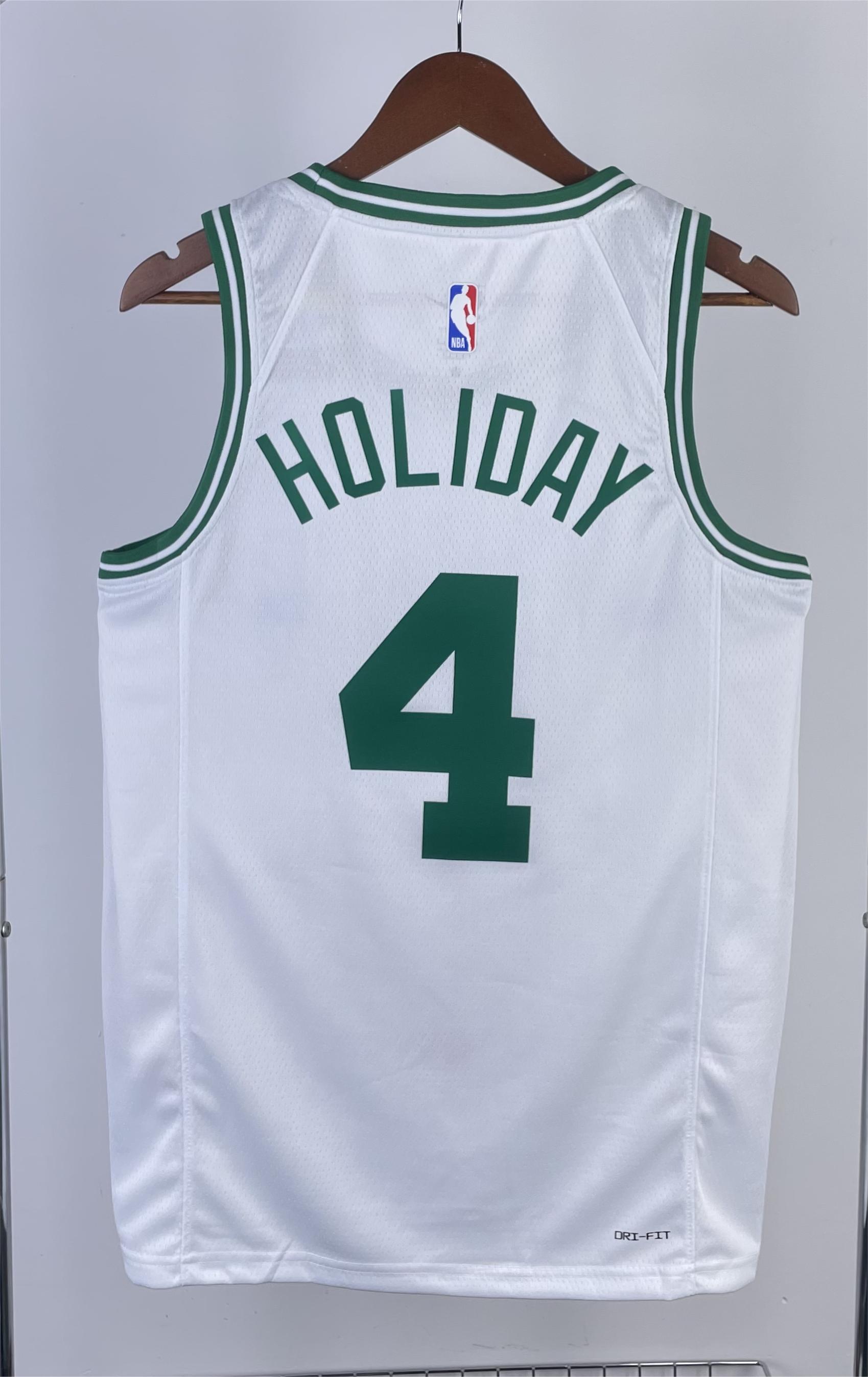 NBA Men Season 2023 Boston Celtics White #4 HOLIDAY Jersey High Quality Name and Number Print - leoleo123123
