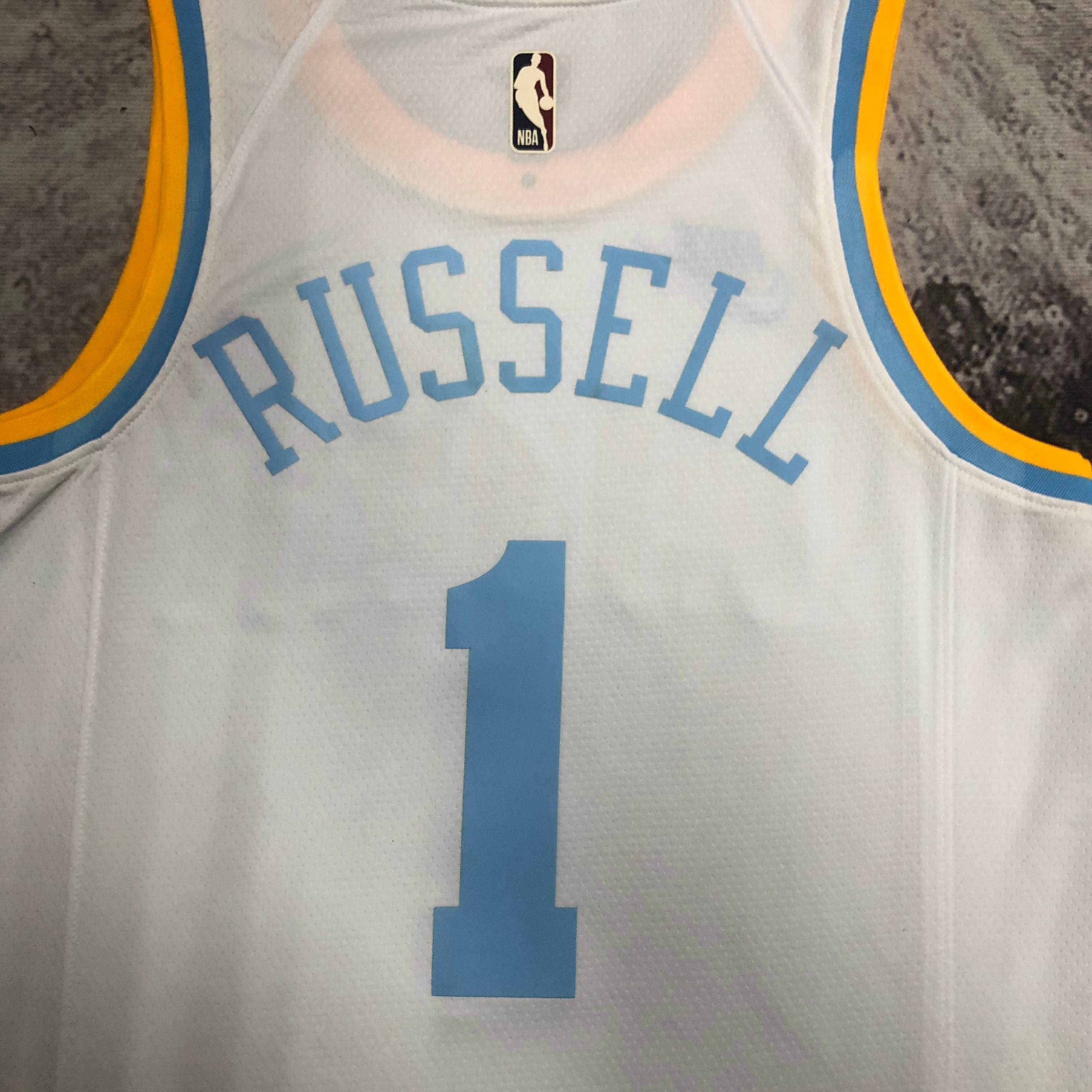 NBA Men Season 2023 Los Angeles Lakers White Retro Round Neck #1 RUSSELL Jersey High Quality Name and Number Print - leoleo123123