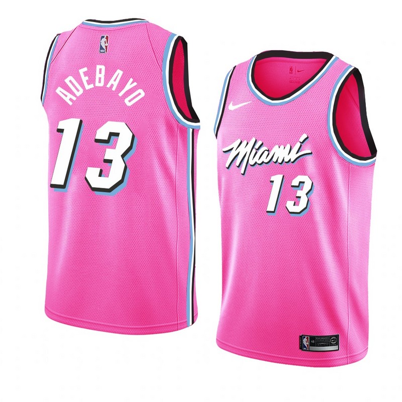 NBA Men Miami Heat Pink City #13 ADEBAYO Jersey High Quality Name and Number Print - leoleo123123
