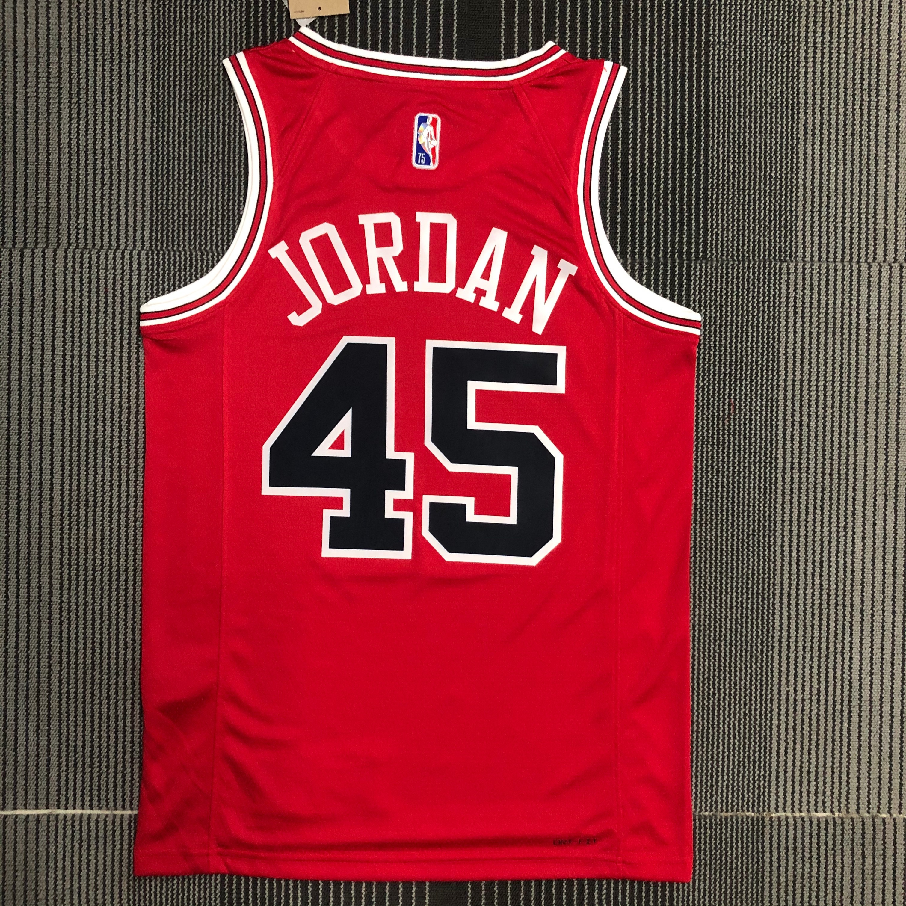 NBA Men 75th Anniversary Chicago Bulls Red #45 JORDAN Jersey High Quality Name and Number Print - leoleo123123