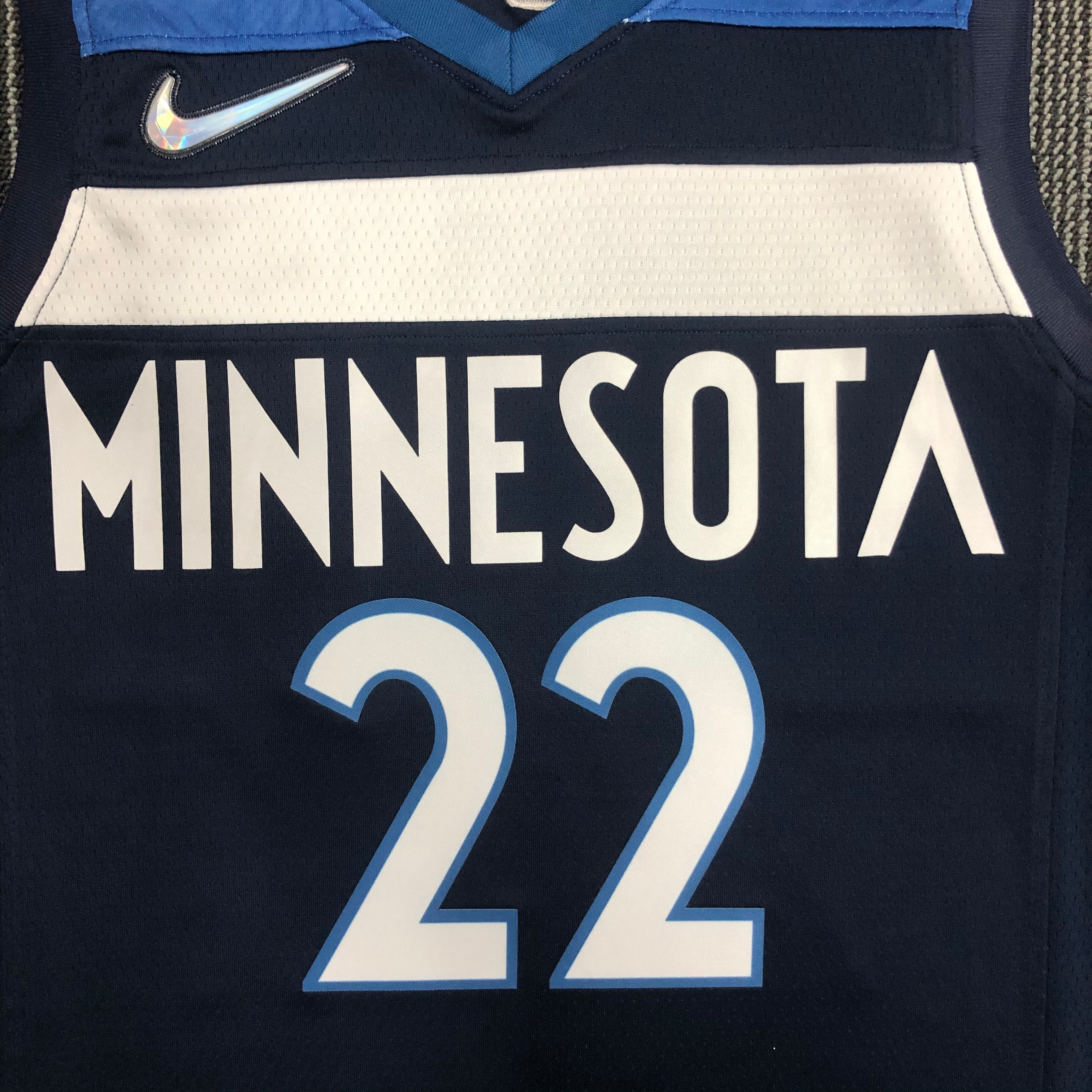 NBA Men 75th Anniversary Minnesota Timberwolves Dark Blue #22 WIGGINS Jersey High Quality Name and Number Print - leoleo123123