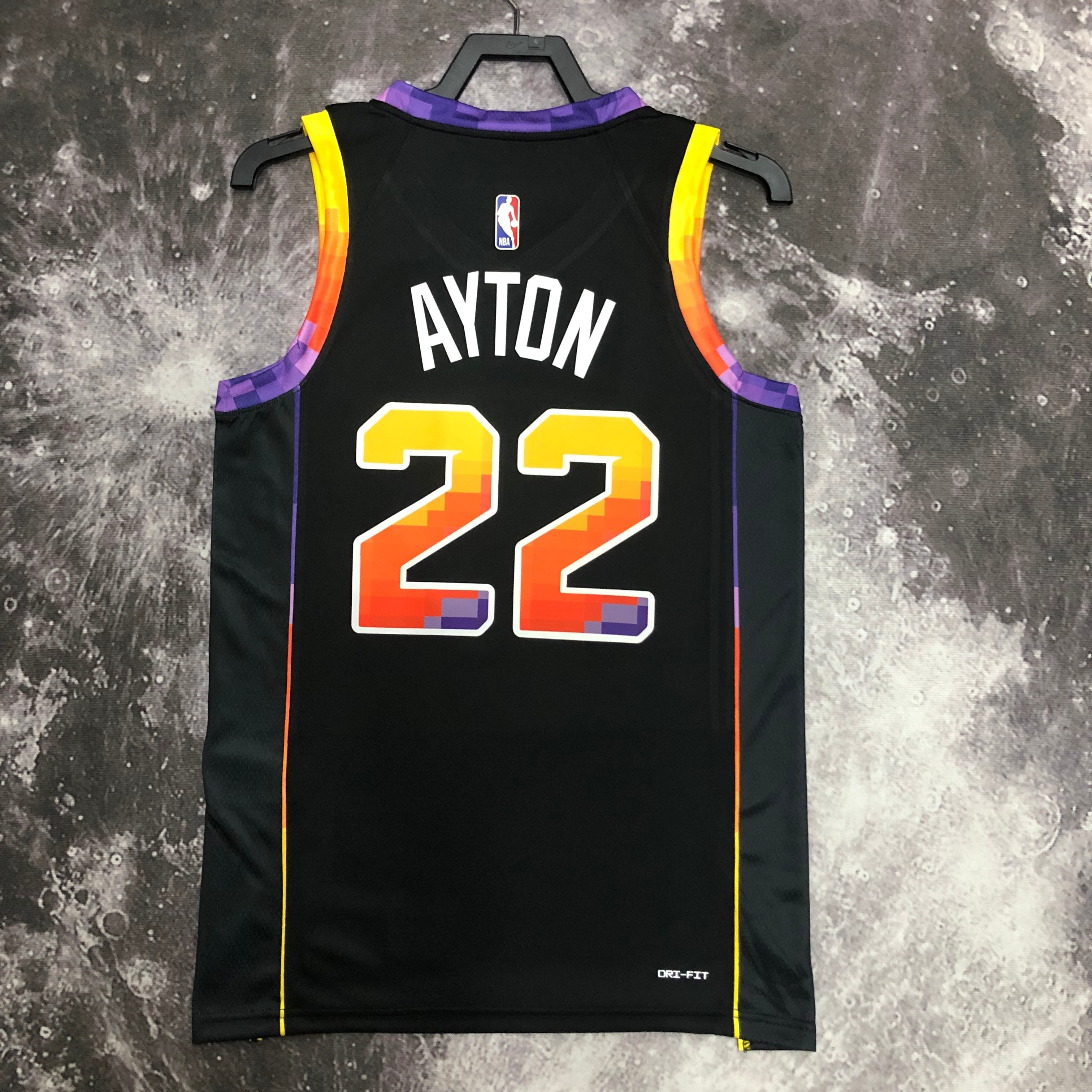 NBA Men Season 2023 Phoenix Suns Black with Jordan Logo #22 AYTON Jersey High Quality Name and Number Print - leoleo123123