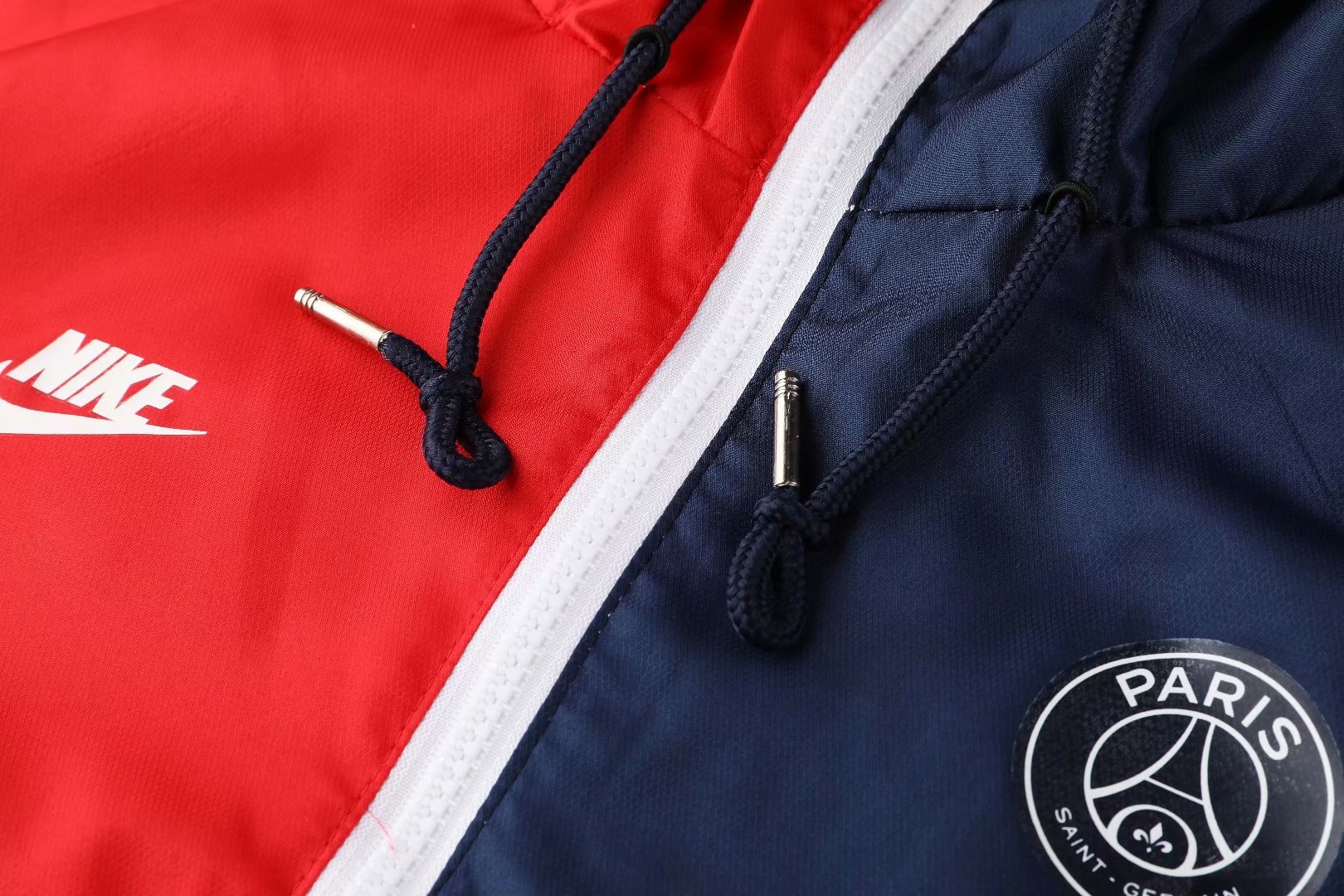 20-21 PSG White with Nike Logo&Blue-Red Cap Windbreaker Jacket Thai Quality - leoleo123123