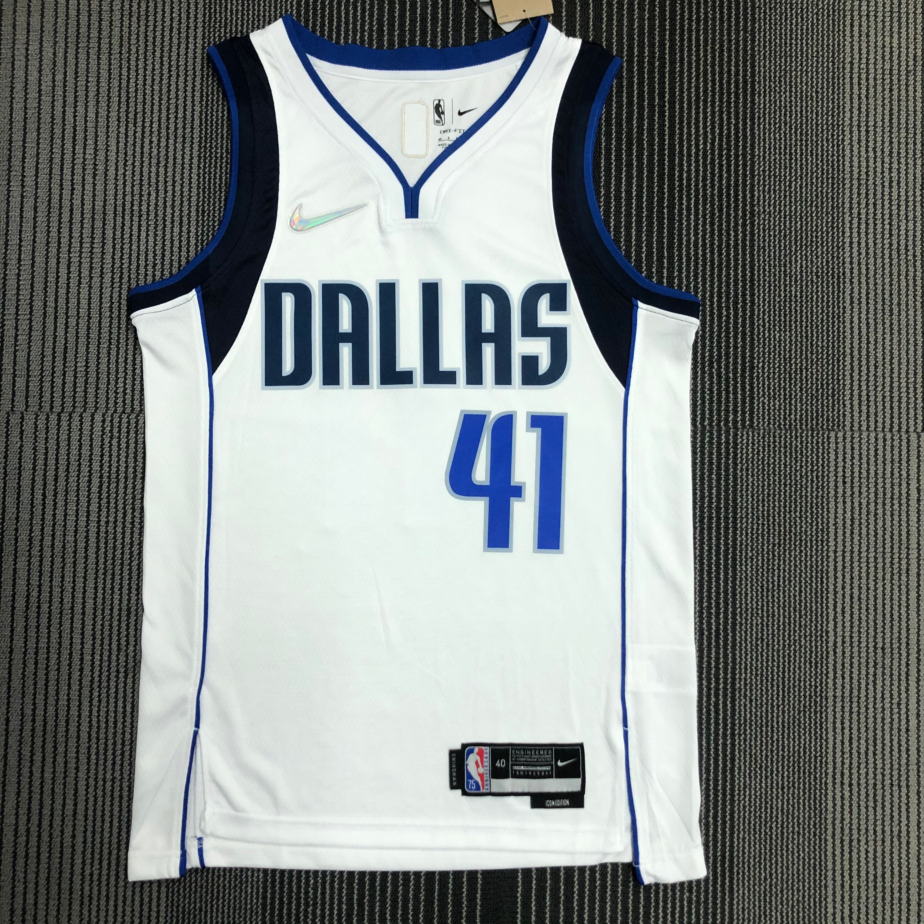 NBA Men 75th Anniversary Dallas Mavericks White #41 NOWITZKI Jersey High Quality Name and Number Print - leoleo123123
