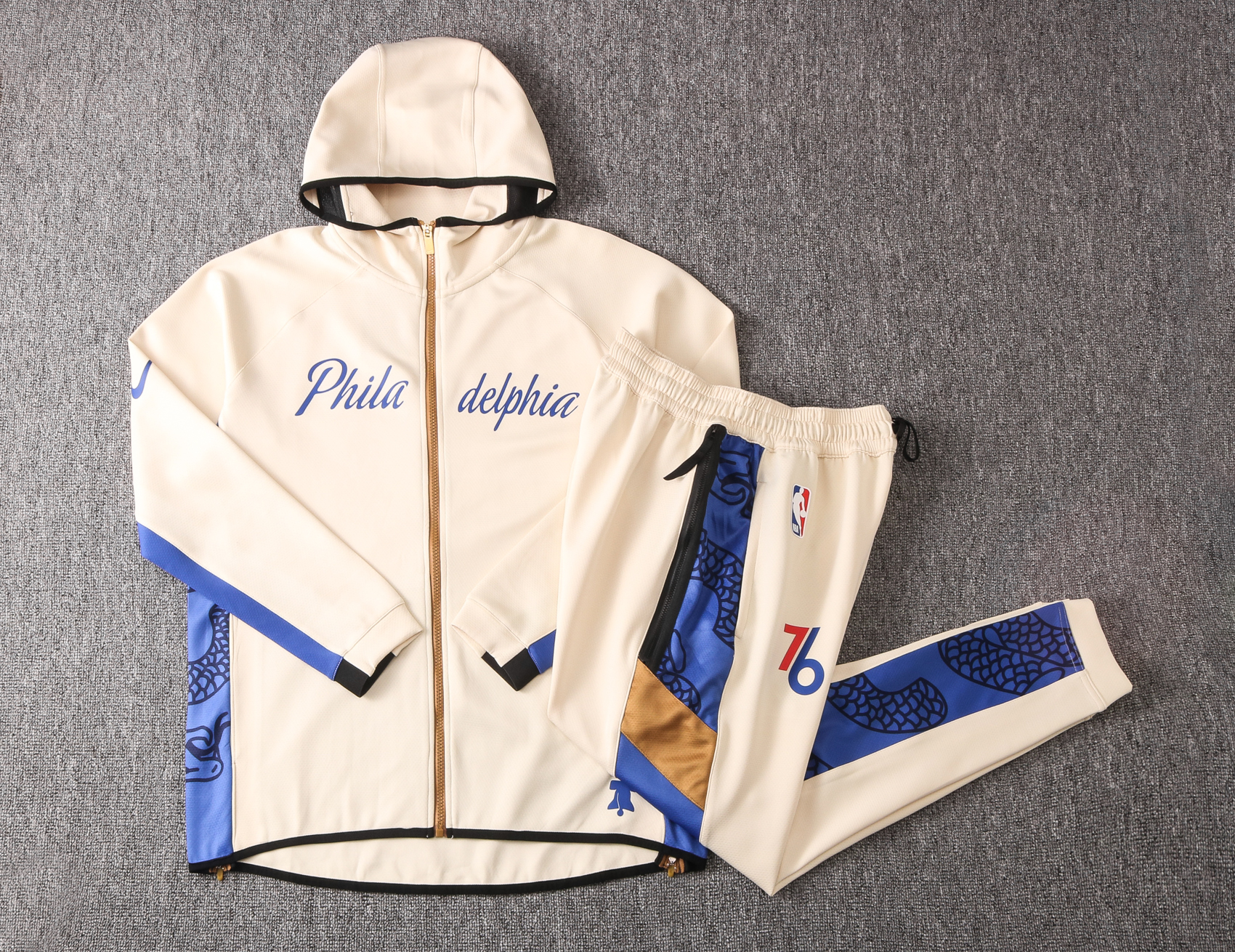 NBA Philadelphia 76ers Light Yellow with Cap Jacket Tracksuit High Quality - leoleo123123