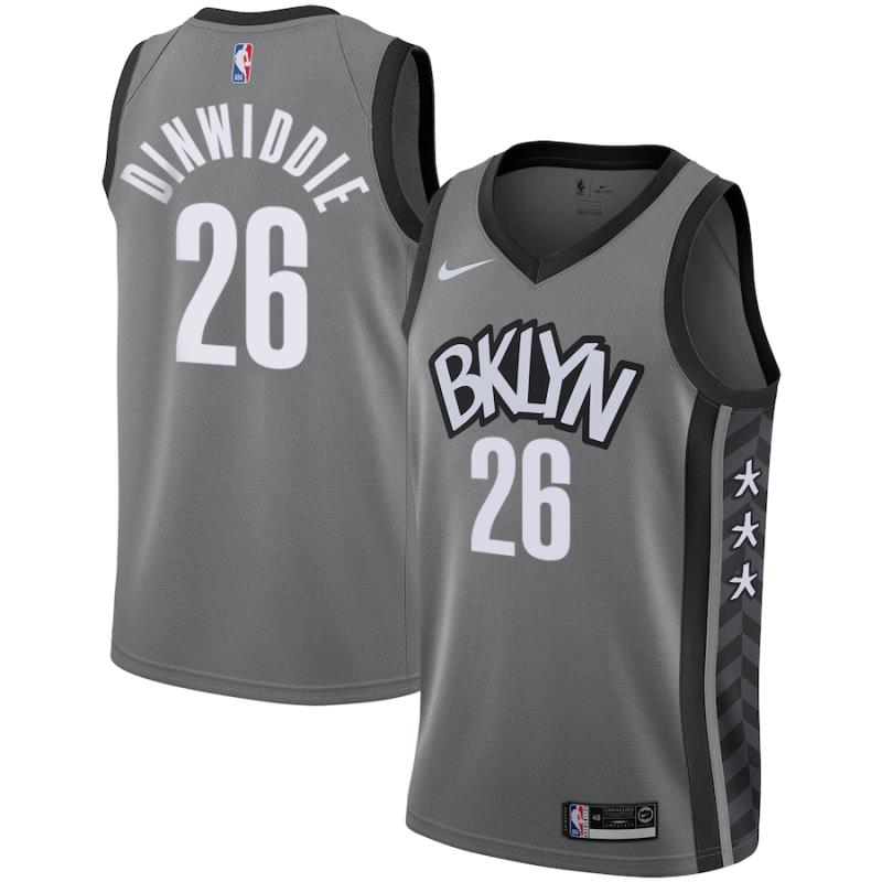 NBA Men New Brooklyn Nets Grey City #26 DINWIDDIE Jersey High Quality Name and Number Print - leoleo123123