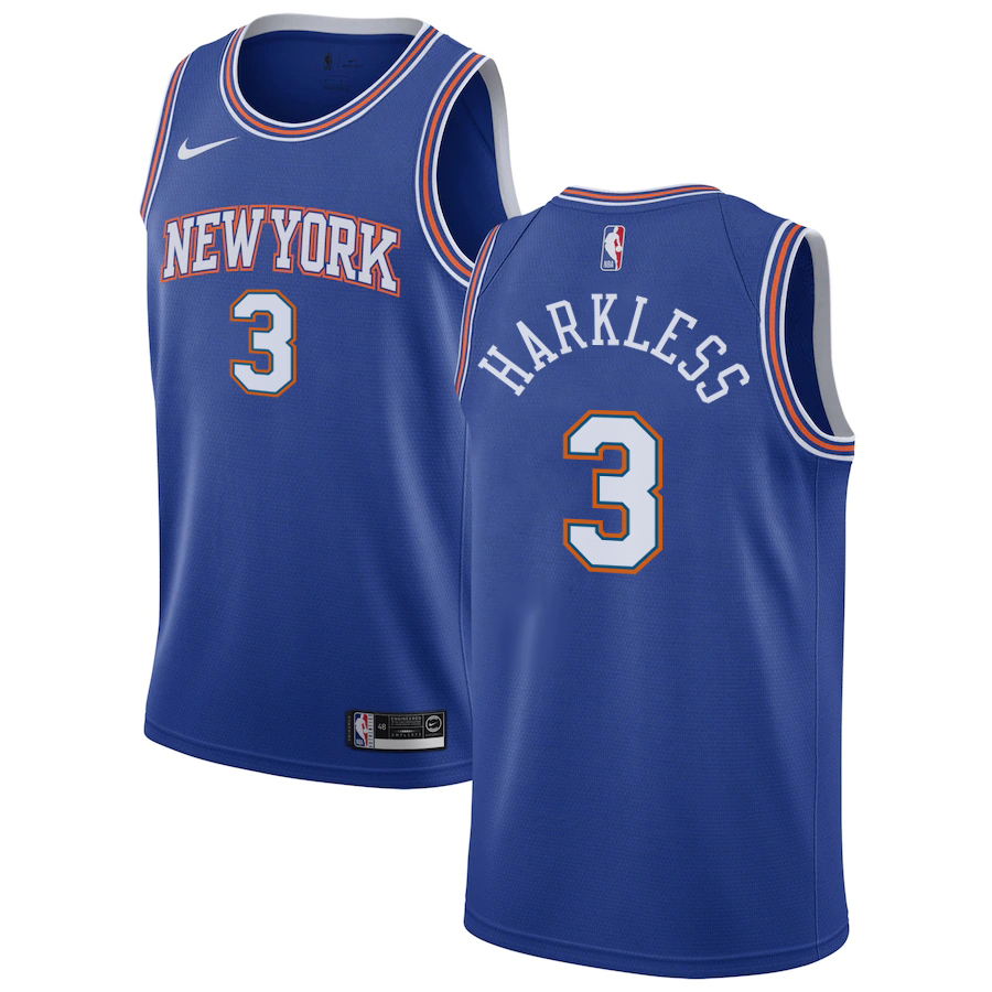 NBA Men New York Knicks Blue #3 HARKLESS Jersey High Quality Name and Number Print - leoleo123123
