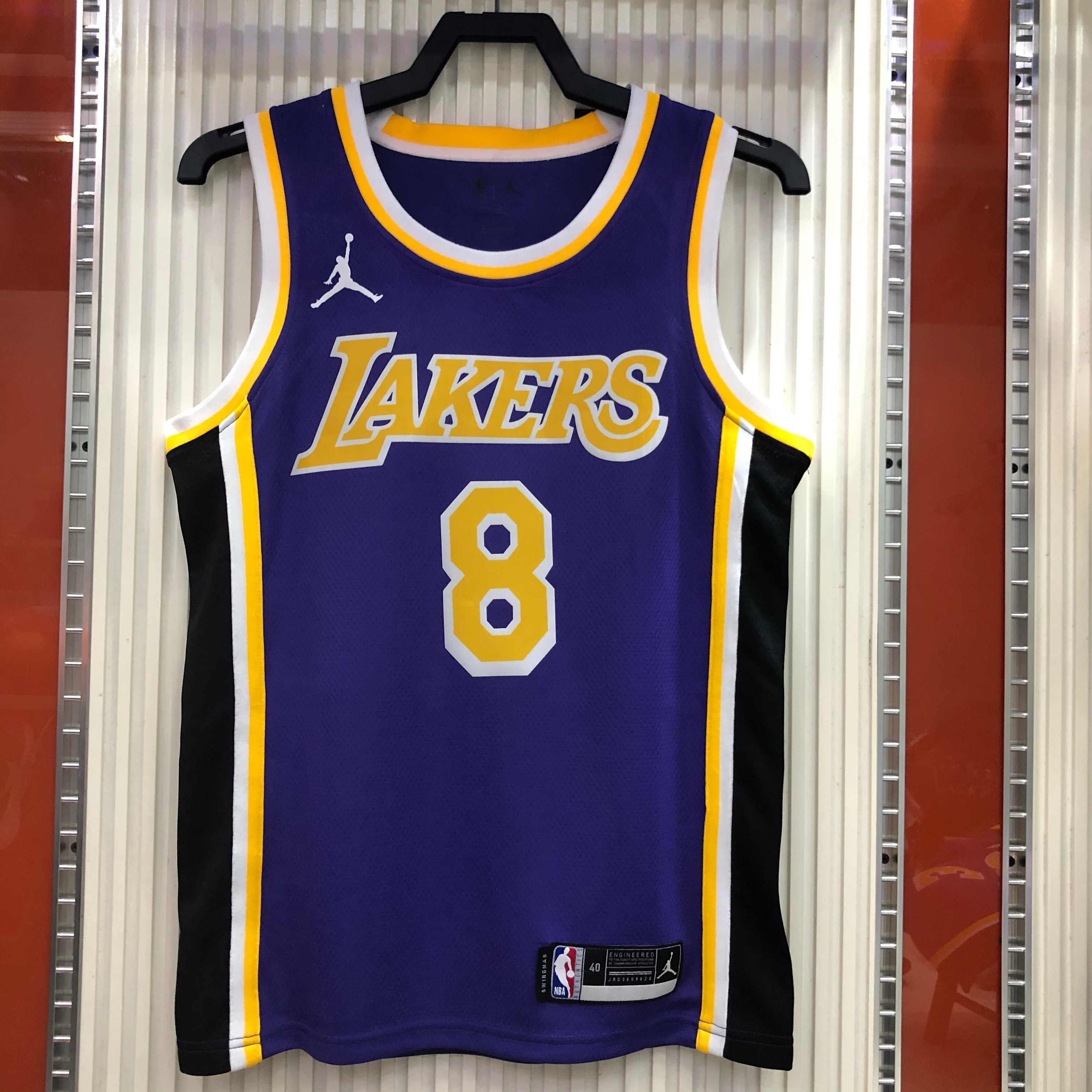 NBA Men Season 2021 Los Angeles Lakers #8 BRYANT Purple Round Neck with Jordan logo Jersey High Quality Name and Number Print - leoleo123123