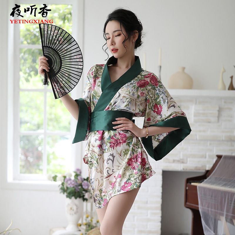 夜听香新款情趣内衣女士低胸高端诱惑喇叭袖复古日式性感和服套装 - leoleo123123