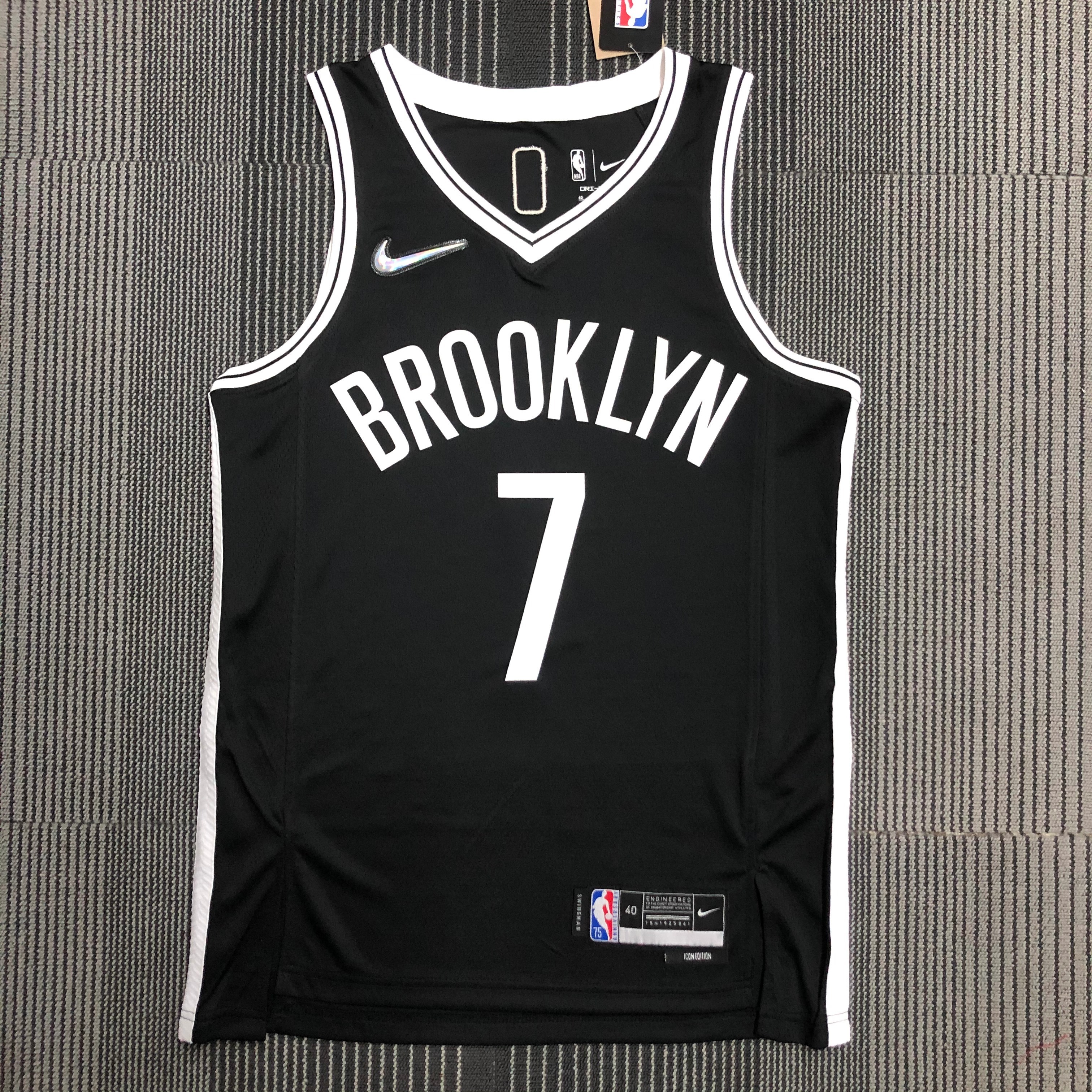 NBA Men 75th Anniversary Brooklyn Nets Black #7 DURANT Jersey High Quality Name and Number Print - leoleo123123