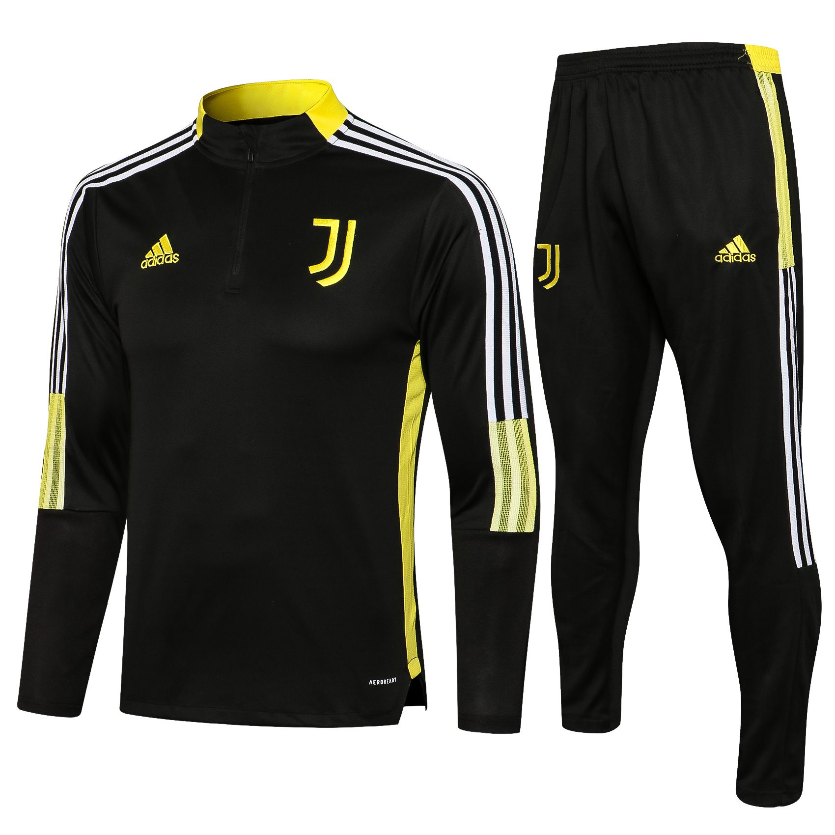 21-22 Juventus Black with Yellow Lines Sweater Tracksuit Thai Quality - leoleo123123