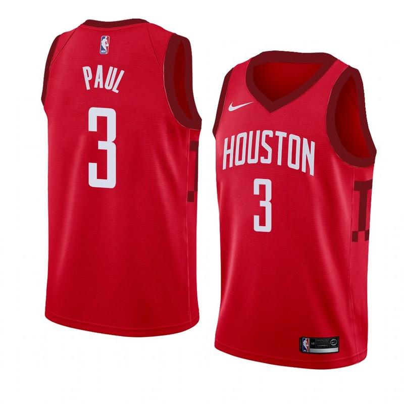 NBA Men Houston Rockets Rewarding Red #3 PAUL Jersey High Quality Name and Number Print - leoleo123123