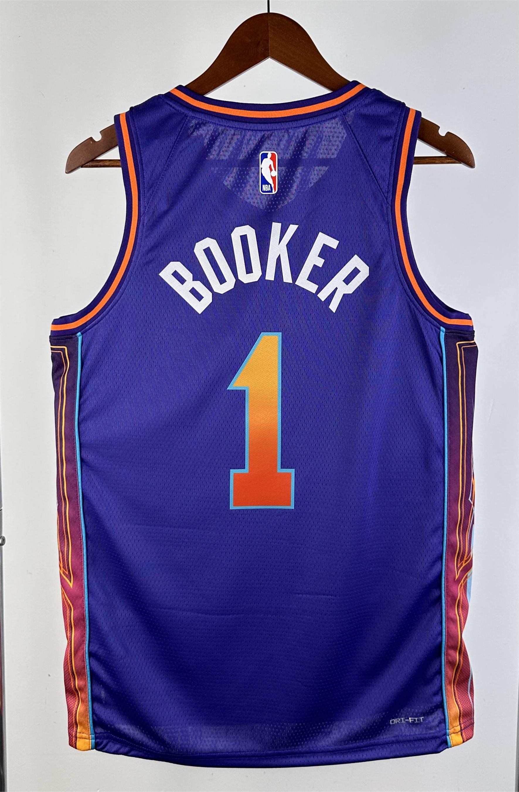 NBA Men 2024 Phoenix Suns Purple City Edition #1 BOOKER Jersey High Quality Name and Number Print - leoleo123123