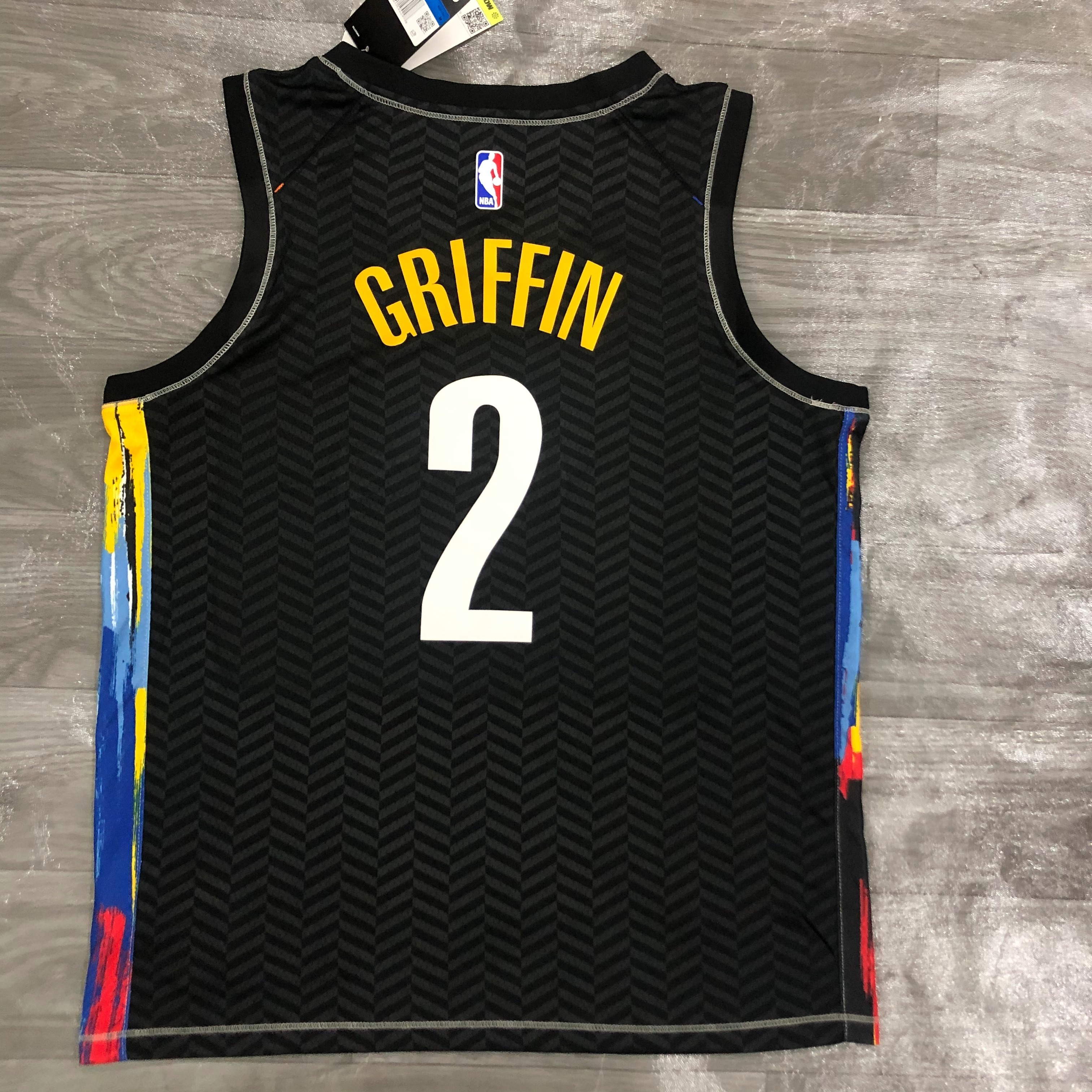 NBA Men Season 2021 Brooklyn Nets Black City #2 GRIFFIN Jersey High Quality Name and Number Print - leoleo123123
