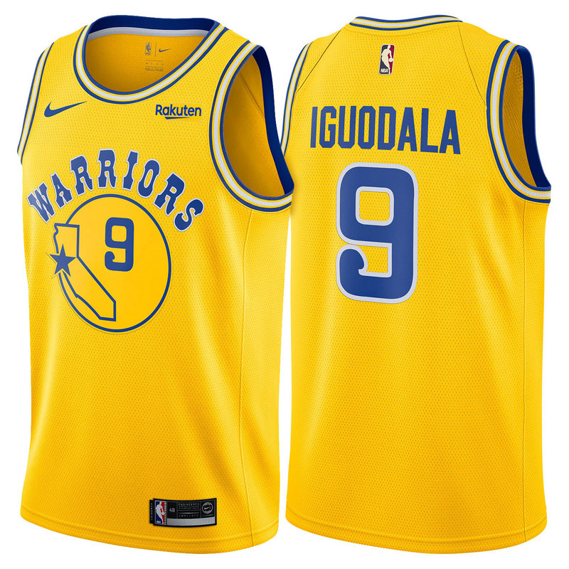 NBA Men Golden State Warriors Retro Yellow #9 IGUODALA Jersey High Quality Name and Number Print - leoleo123123