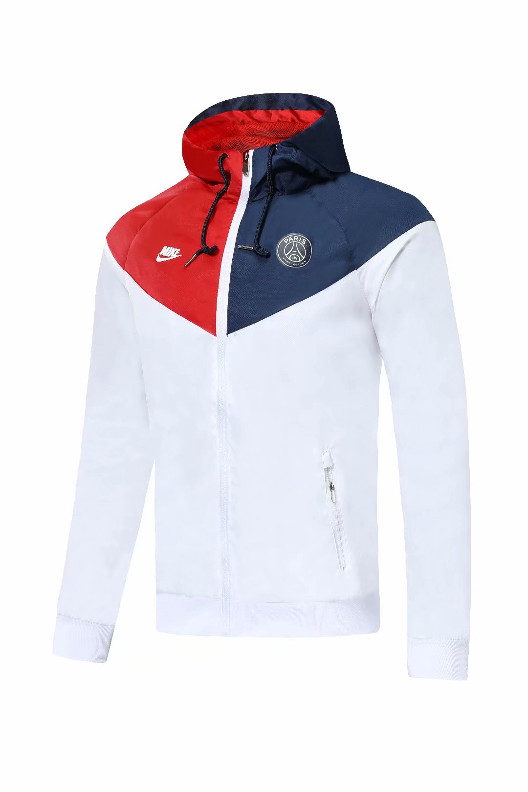 20-21 PSG White with Nike Logo&Blue-Red Cap Windbreaker Jacket Thai Quality - leoleo123123