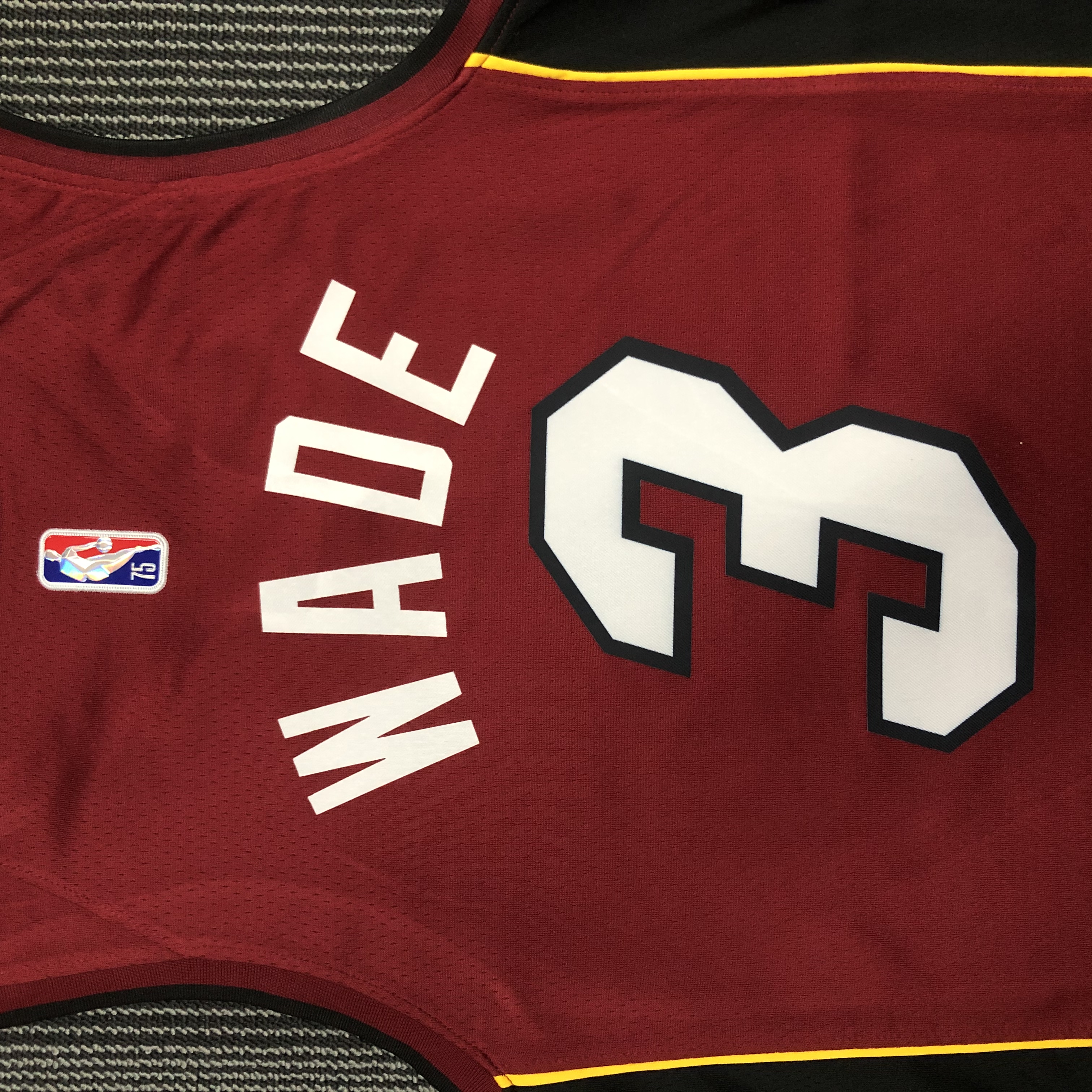 NBA Men 75th Anniversary Miami Heat Red #3 WADE Jersey High Quality Name and Number Print - leoleo123123