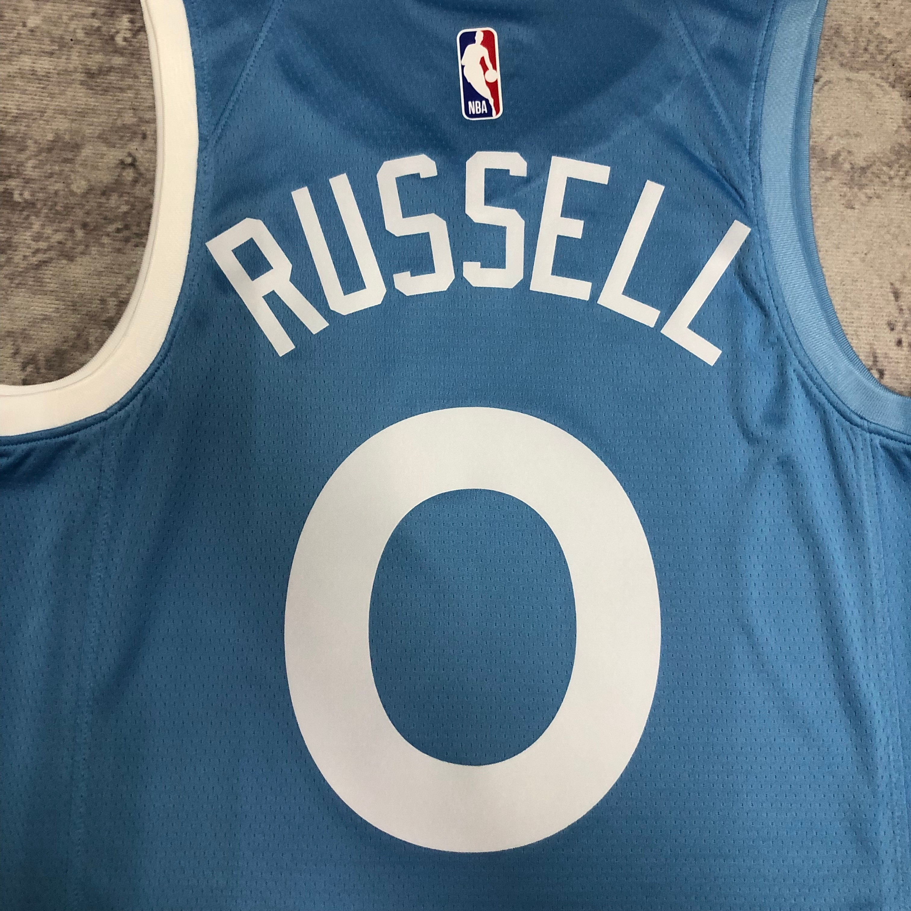 NBA Men Minnesota Timberwolves Sky Blue #0 RUSSELL Jersey High Quality Name and Number Print - leoleo123123