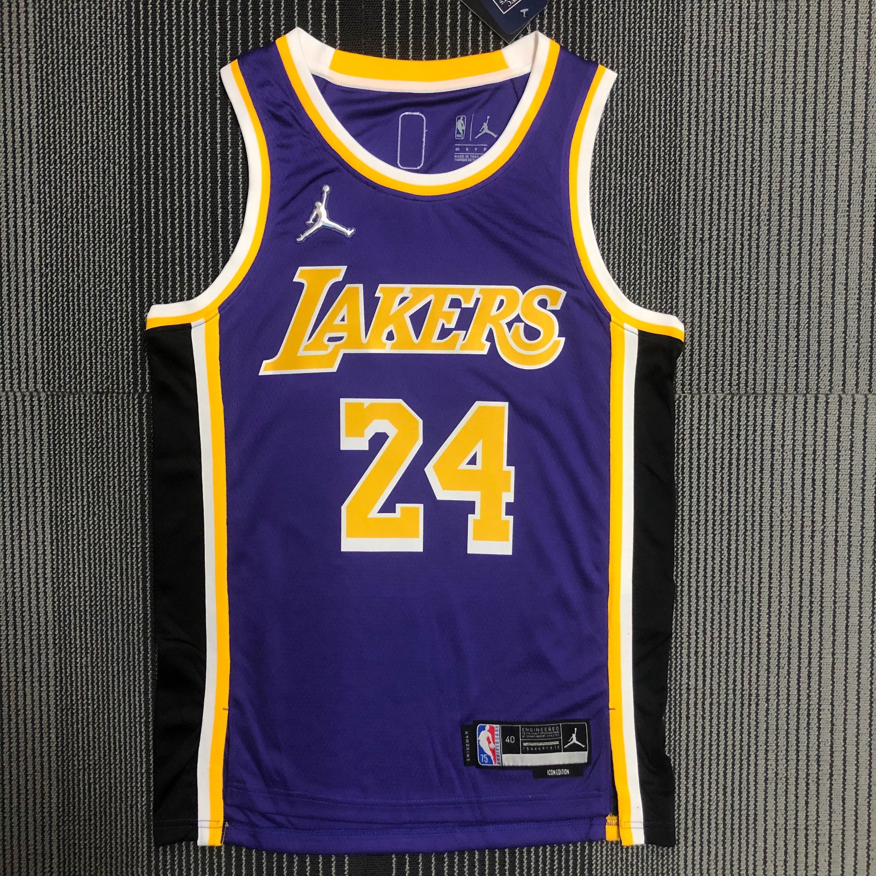 NBA Season 2022 75th Anniversary Los Angeles Lakers with Jordan Logo Purple Round Neck #24 BRYANT Jersey High Quality Name and Number Print - leoleo123123