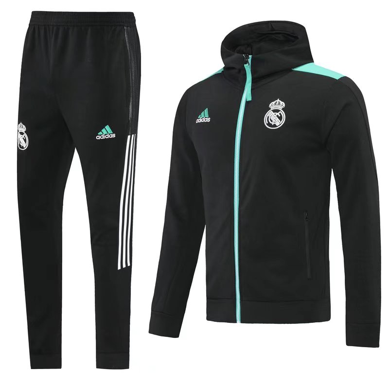 21-22 Real Madrid Black Jacket Tracksuit With cap Thai Quality - leoleo123123
