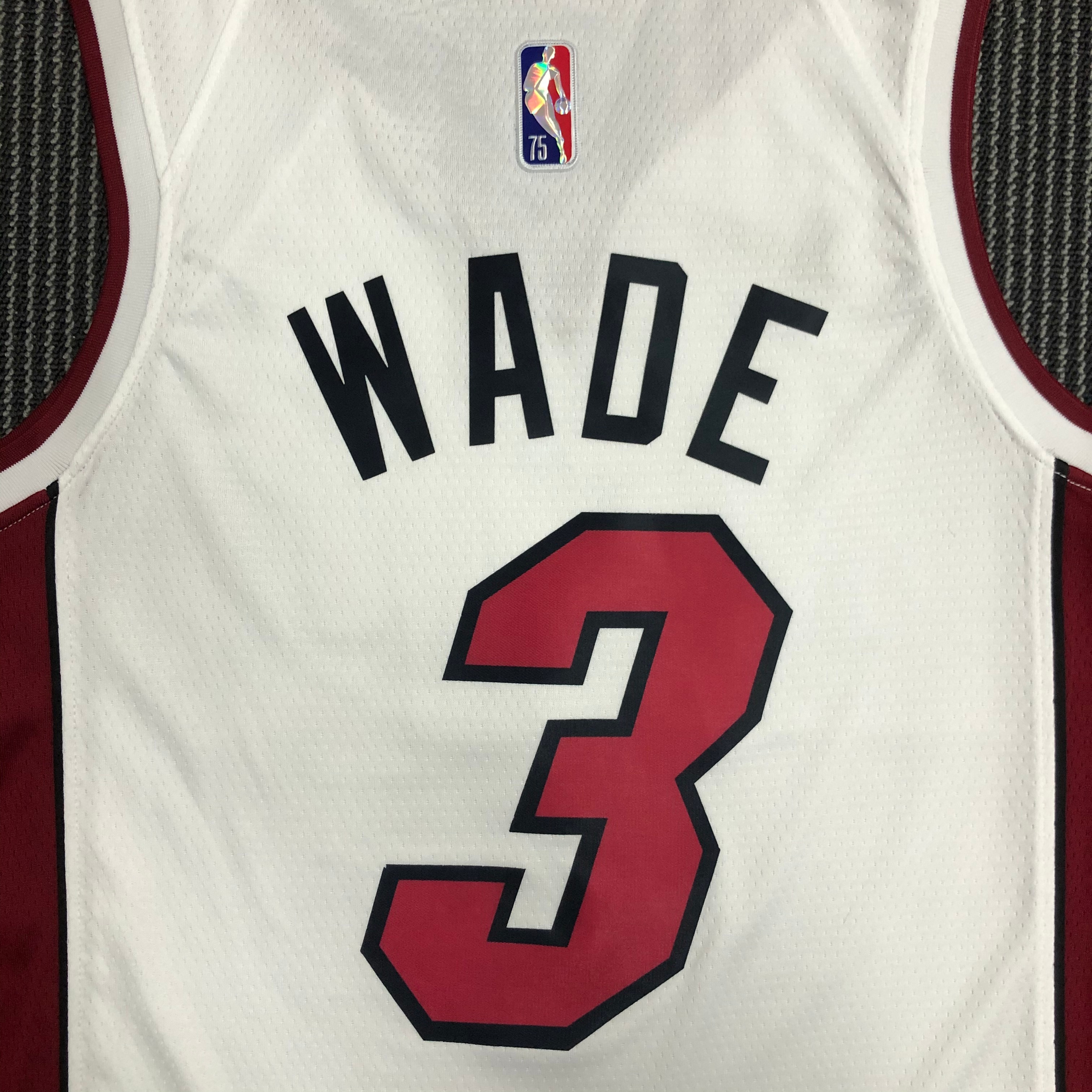 NBA Men 75th Anniversary Miami Heat White #3 WADE Jersey High Quality Name and Number Print - leoleo123123