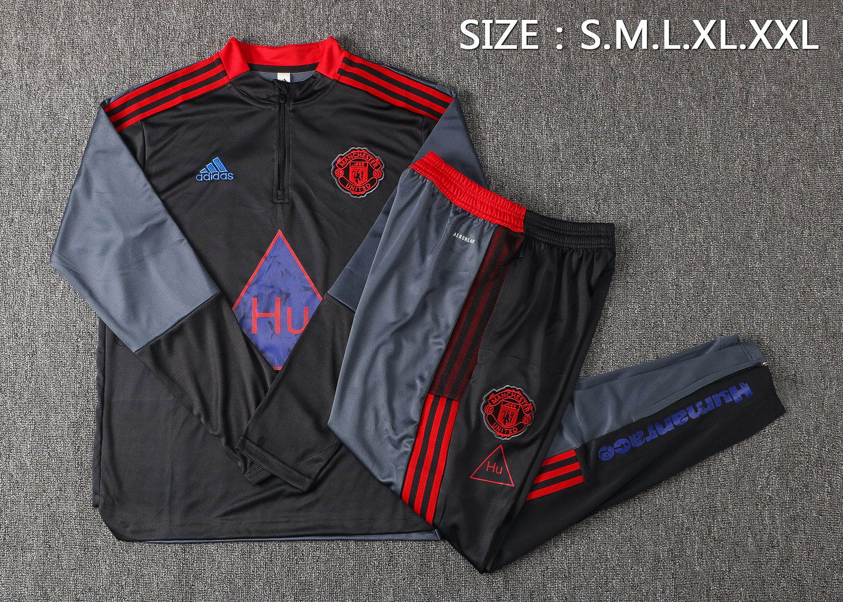 21-22 Man United Black and Grey Sweater Tracksuit Thai Quality - leoleo123123