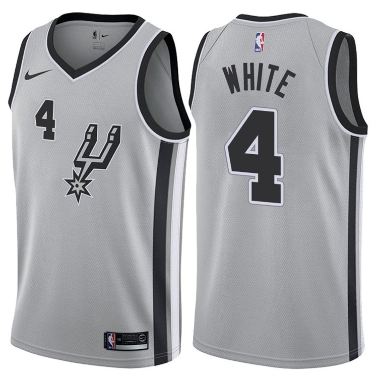 NBA Men San Antonio Spurs Grey #4 WHITE Jersey High Quality Name and Number Print - leoleo123123