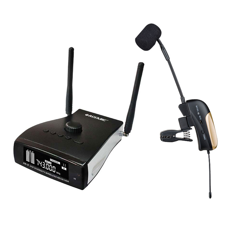UHF Wireless Saxophone Microphone System Radio Clip-on Gooseneck Effect Echo for Music Instrument Sax Soprano Alto Tenor ACEMIC - leoleo123123