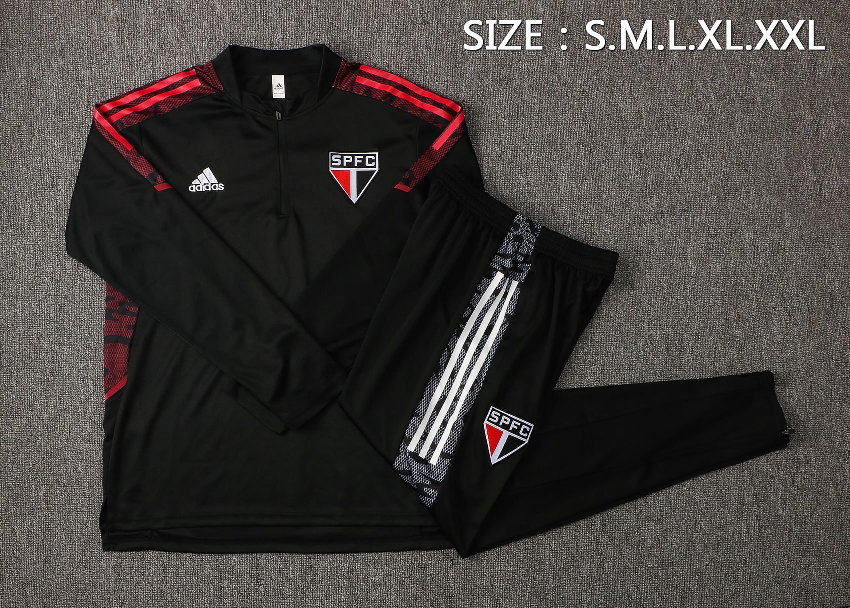 21-22 Sao Paulo Black Sweater Tracksuit Thai Quality - leoleo123123