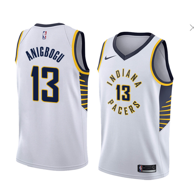 NBA Men Indiana Pacers White #13 ANIGBOGU Jersey High Quality Name and Number Print - leoleo123123