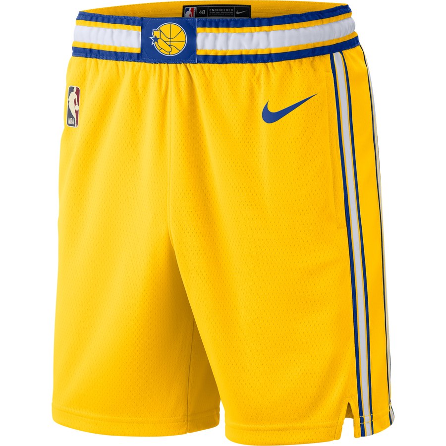 NBA Men Golden State Warriors Retro Yellow Pant Short High Quality Name and Number Print - leoleo123123