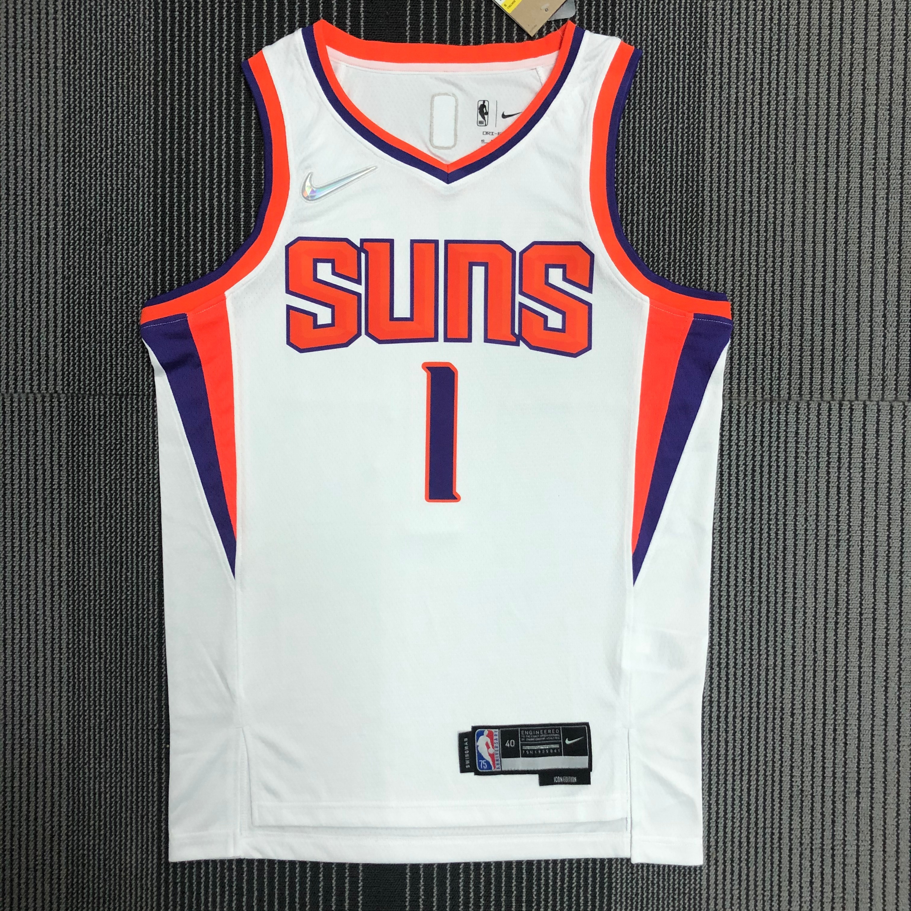 NBA Men 75 Anniversary Phoenix Suns White #1 BOOKER Jersey High Quality Name and Number Print - leoleo123123