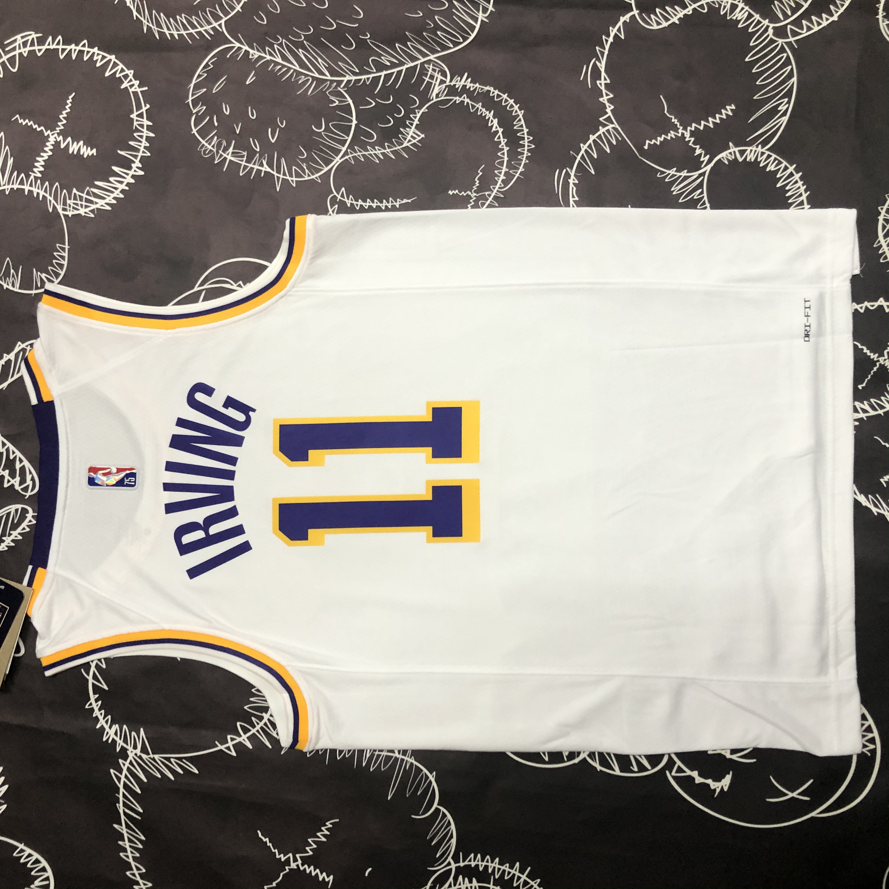 NBA 75th Anniversary Los Angeles Lakers White Round Neck #11 IRVING Jersey High Quality Name and Number Print - leoleo123123