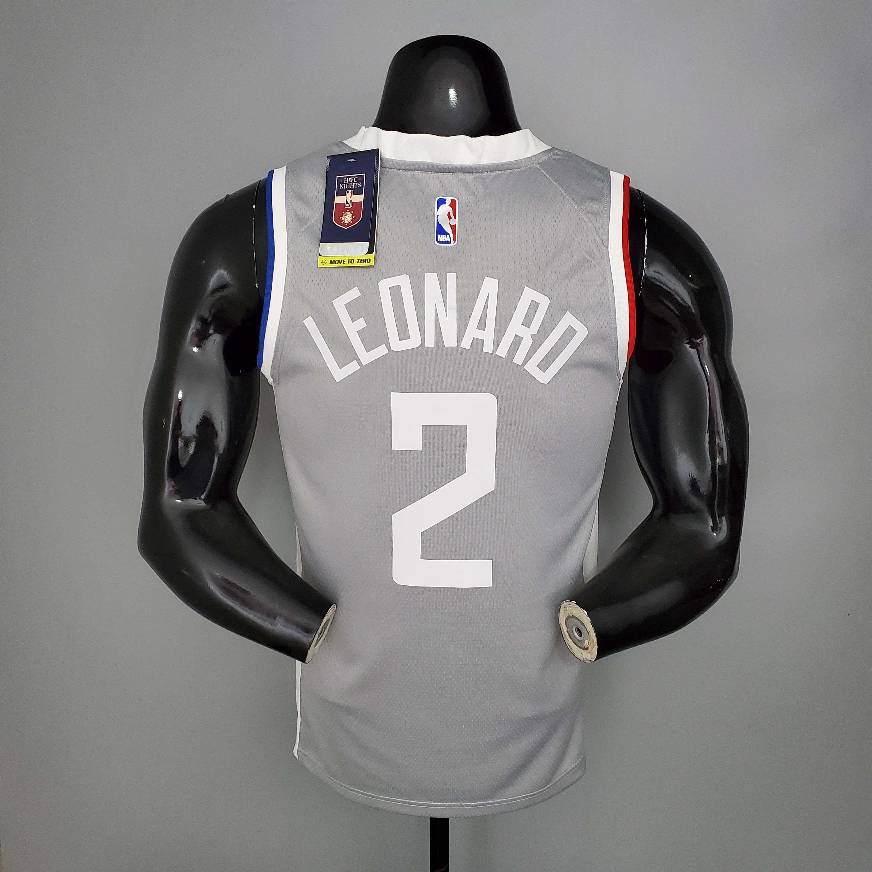NBA Season 2021 Men Los Angeles Clippers Grey Awarding Version #2 LEONARD Jersey High Quality Name and Number Print - leoleo123123