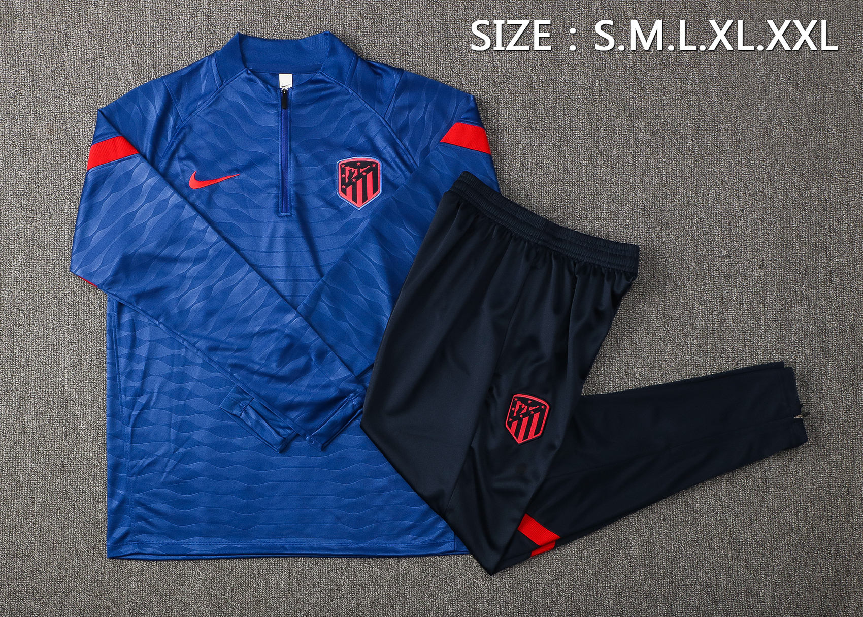 21-22 At Madrid Blue with Zipper Sweater Tracksuit Thai Quality - leoleo123123