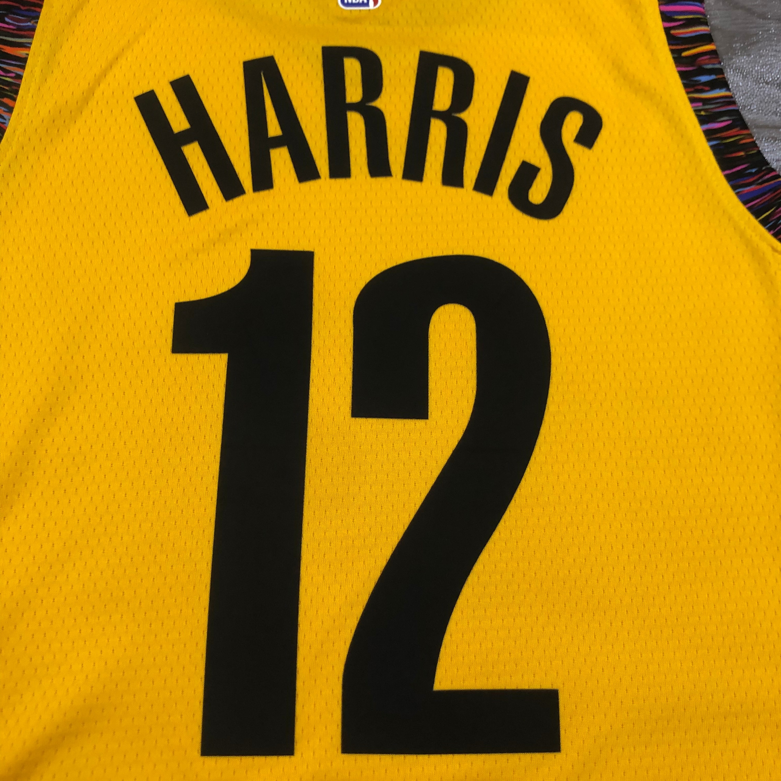NBA Men Brooklyn Nets Yellow #12 HARRIS Jersey High Quality Name and Number Print - leoleo123123
